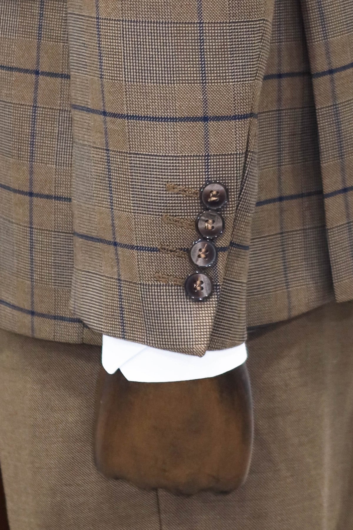 Slim Fit Checked Brown Men Suit and Shirt Combination