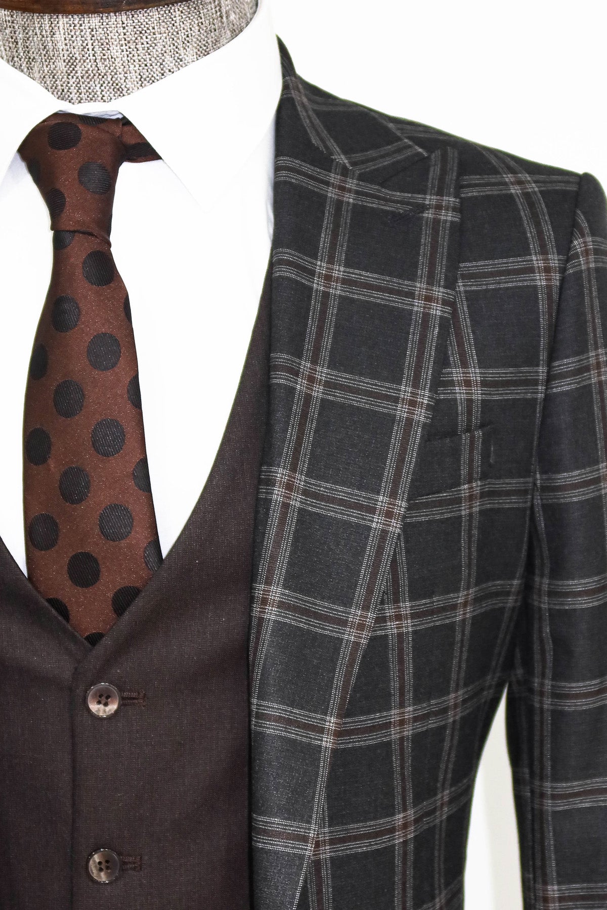 KOALA SYDNEY Checked Patterned Slim Fit Black Men Suit