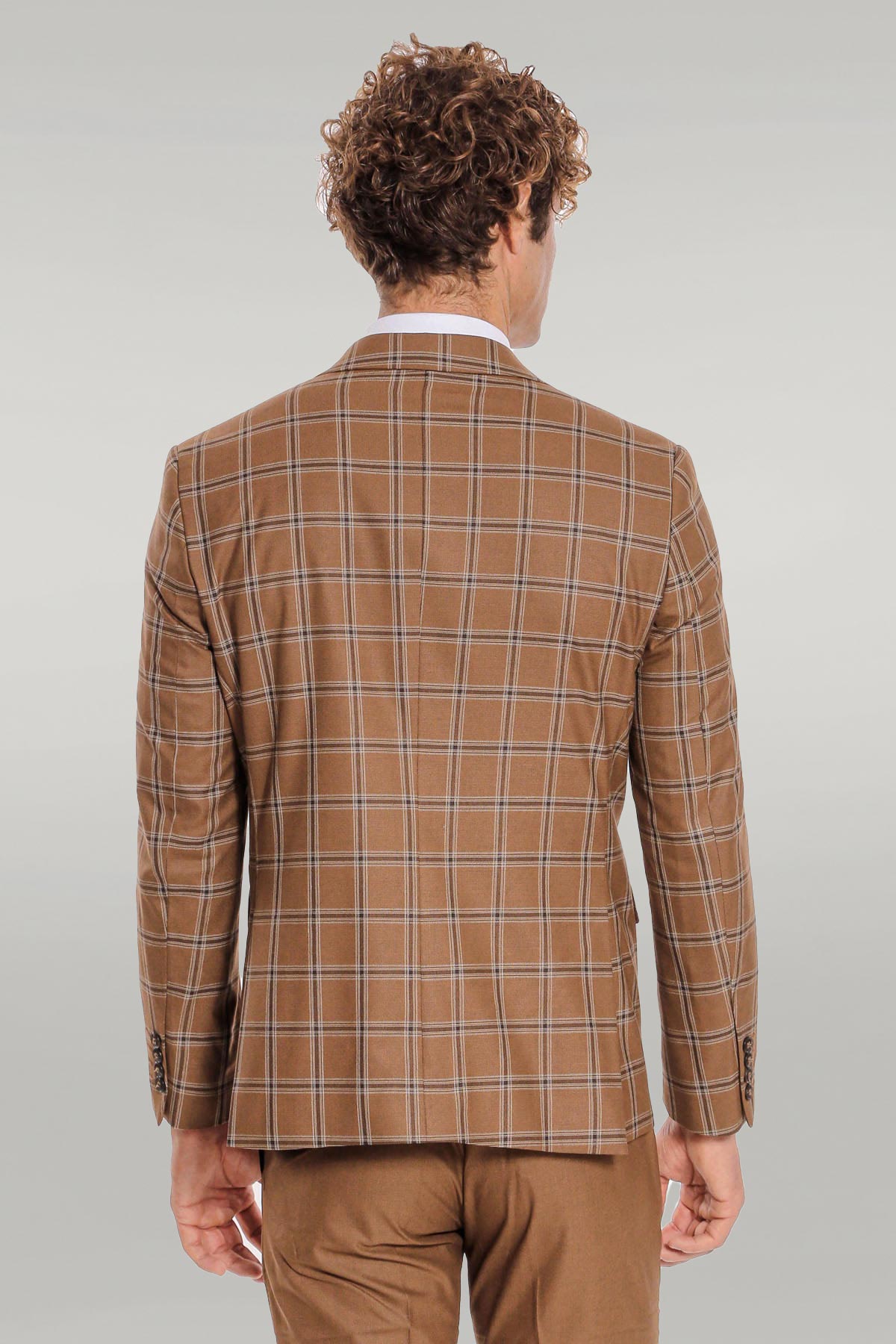 KOALA SYDNEY Checked Patterned Slim Fit Brown Men Suit