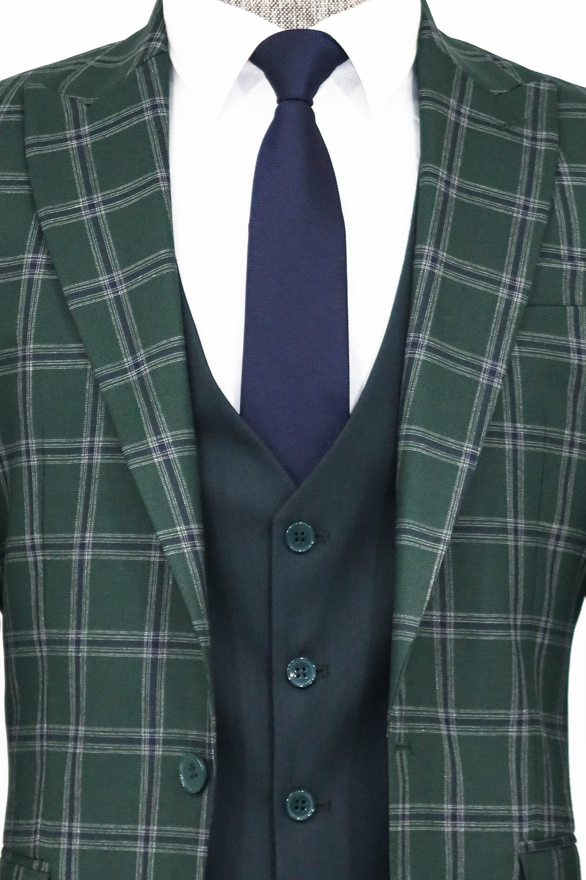 KOALA SYDNEY Checked Patterned Slim Fit Green Men Suit and Shirt Combination -
