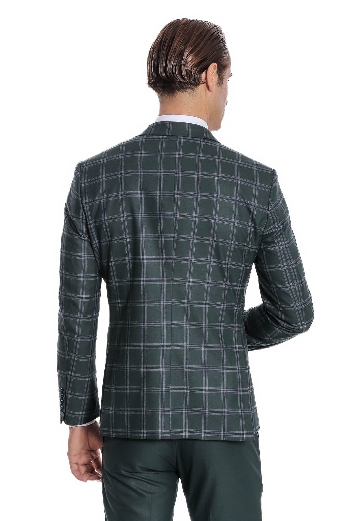 KOALA SYDNEY Checked Patterned Slim Fit Green Men Suit