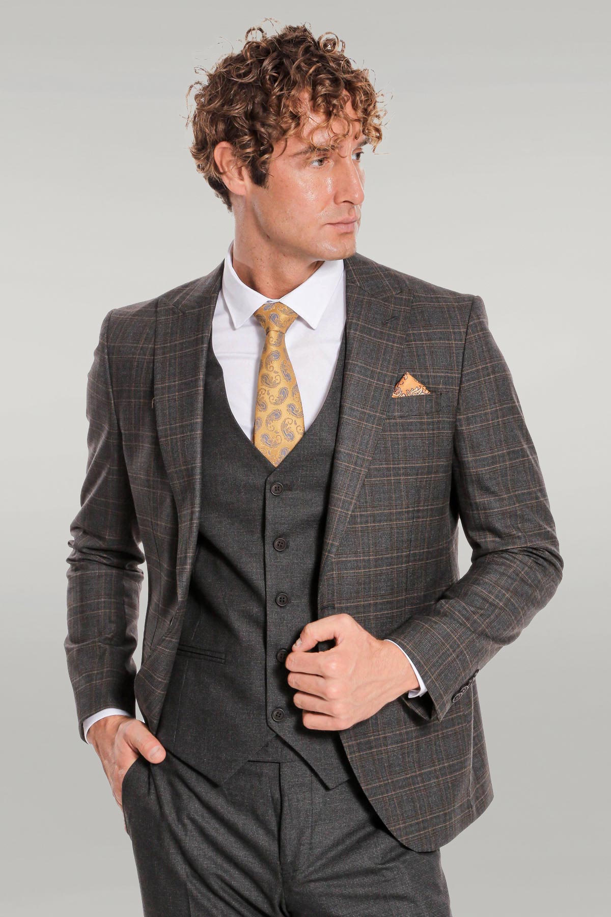 KOALA SYDNEY Checked Slim Fit Anthracite Men Suit