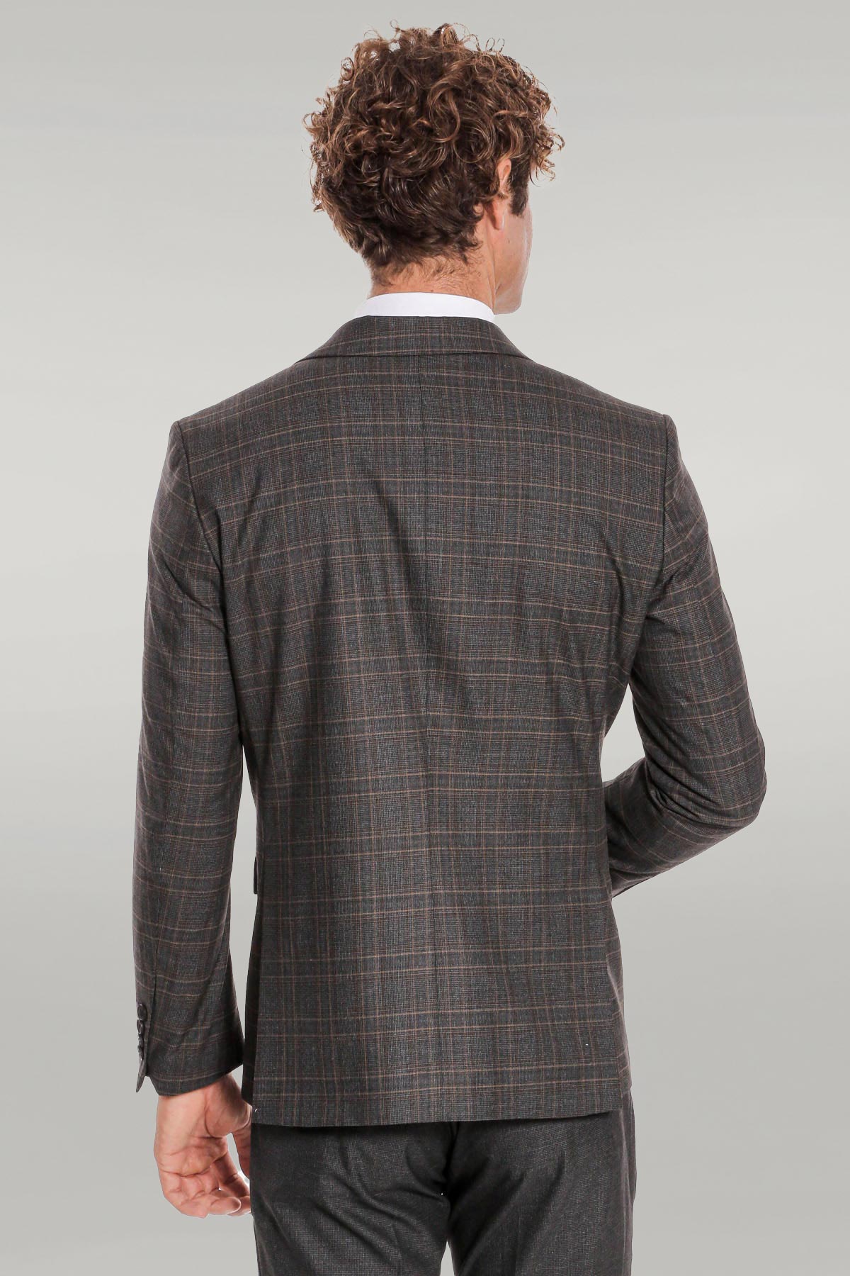 KOALA SYDNEY Checked Slim Fit Anthracite Men Suit