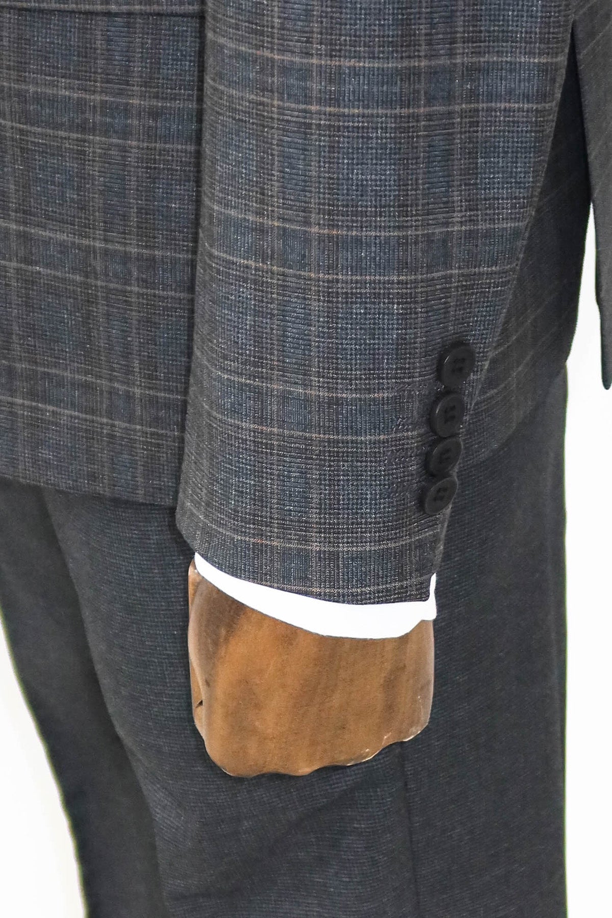 Checked Slim Fit Anthracite Men Suit and Shirt Combination
