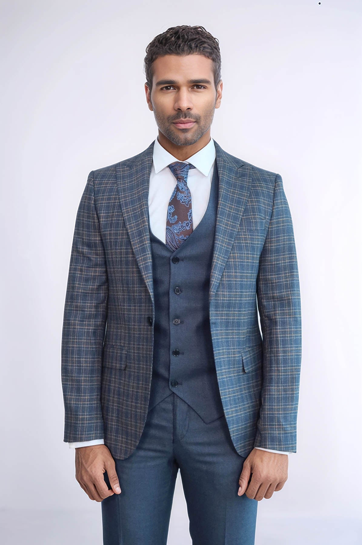 KOALA SYDNEY Checked Slim Fit Blue Men Suit