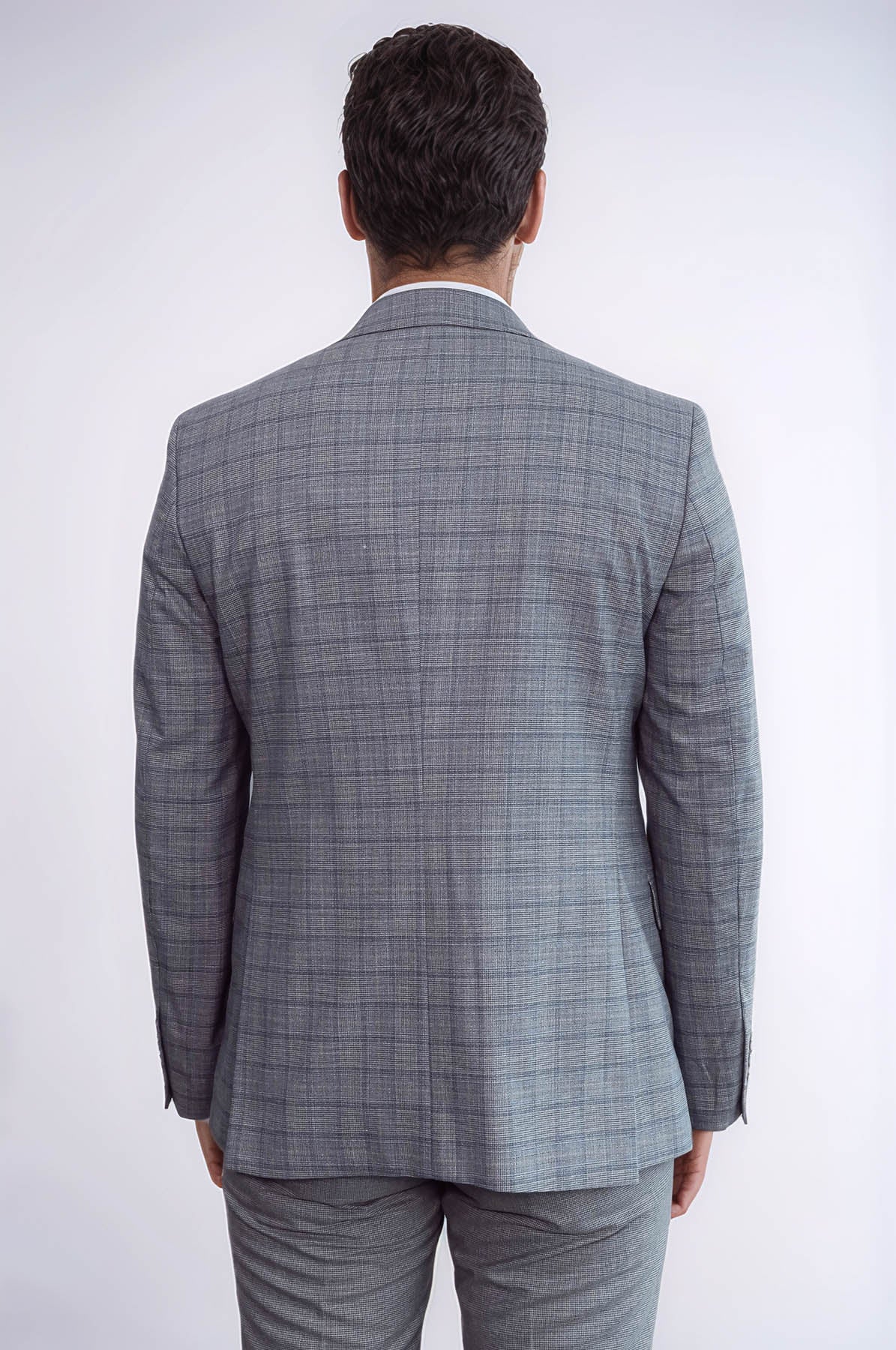 KOALA SYDNEY Checked Slim Fit Grey Men Suit -