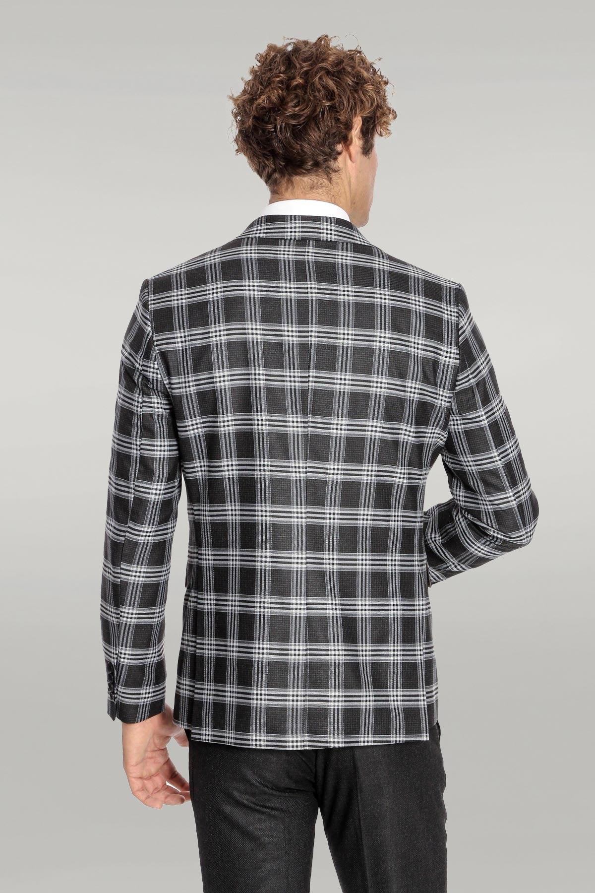 KOALA SYDNEY Slim Fit Patterned Checked Black Men Suit