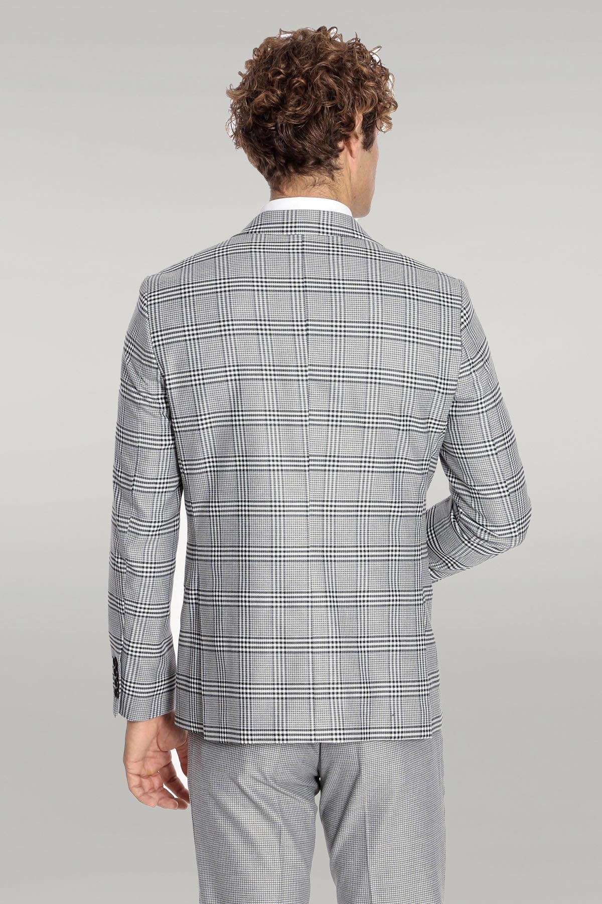 KOALA SYDNEY Slim Fit Patterned Checked Grey Men Suit