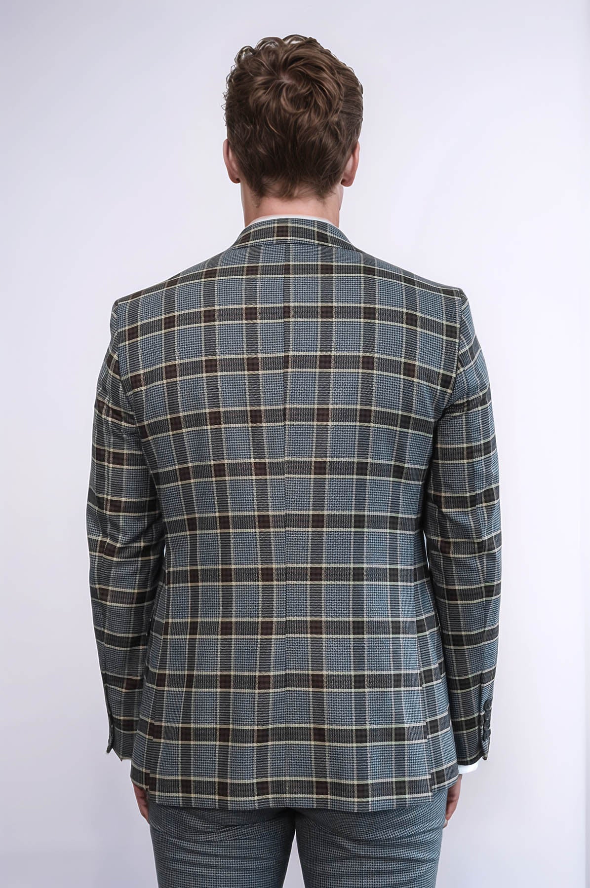 KOALA SYDNEY Patterned Checked Slim Fit Anthracite Men Suit -