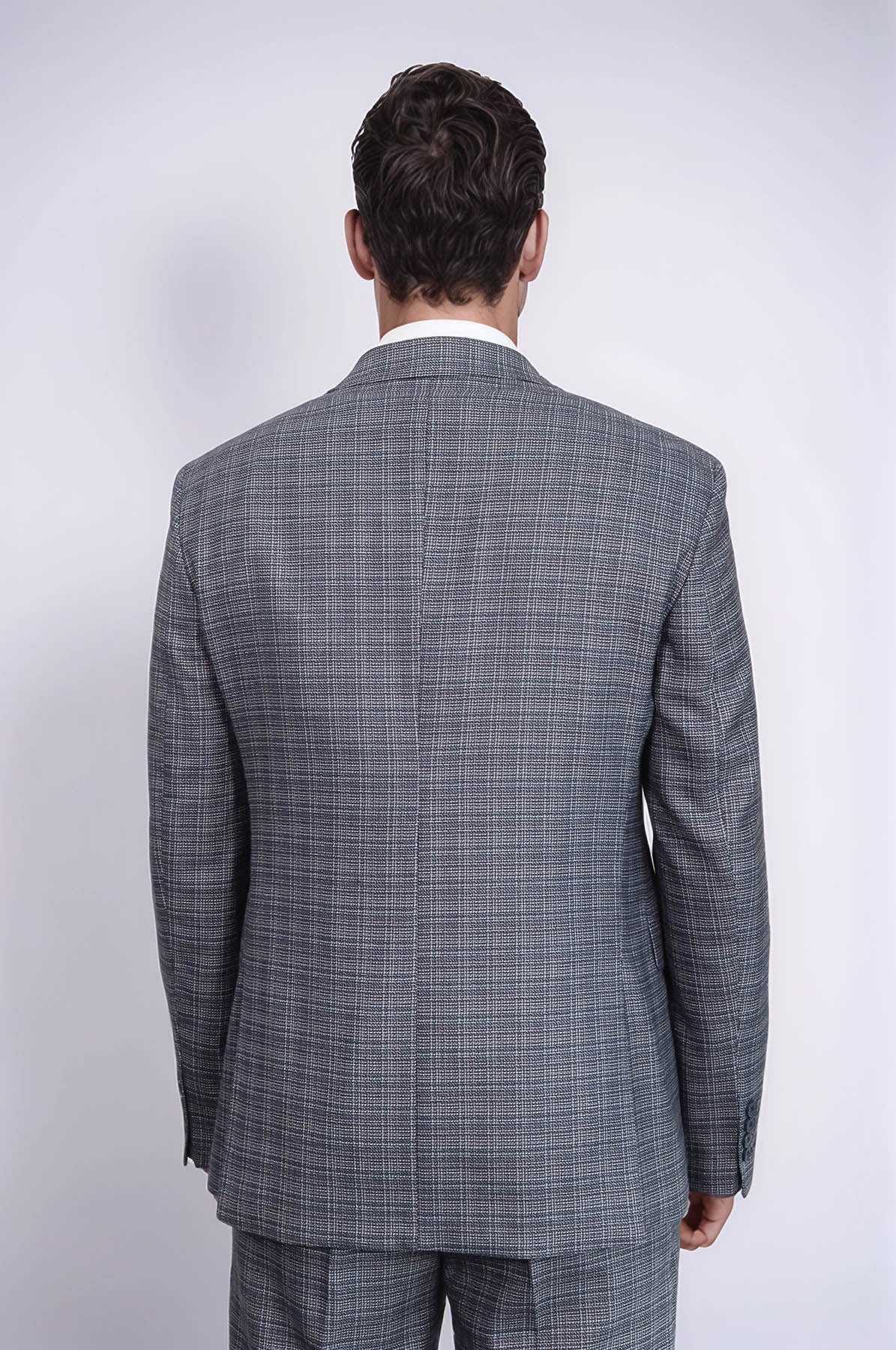 KOALA SYDNEY Patterned Vested Slim-Fit Navy Blue Men Suit -