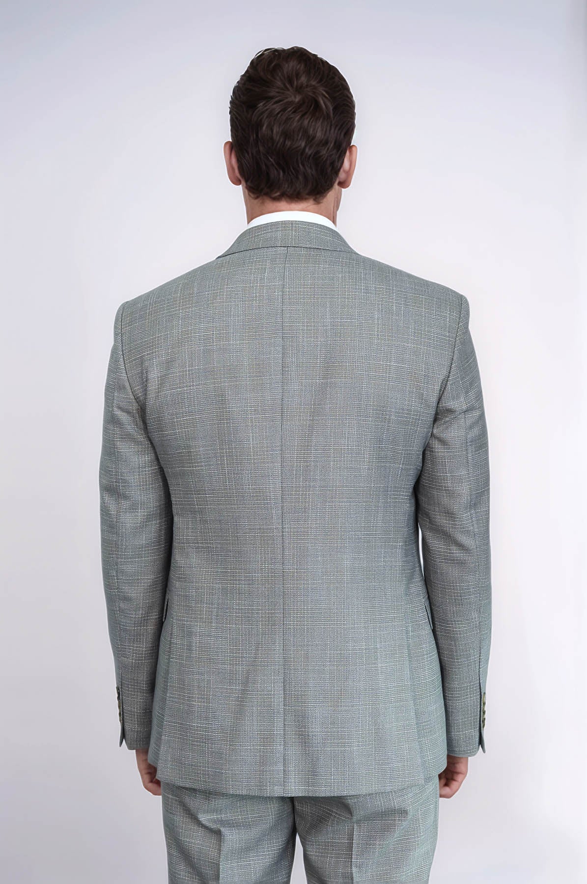 Patterned Vested Slim-Fit Beige Men’s Suit