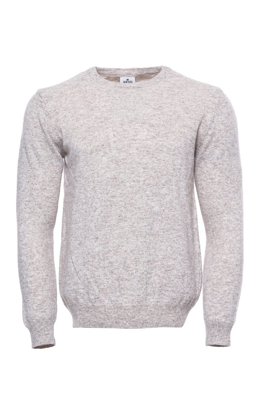 Wool Plain Beige Knitwear Men's Sweater