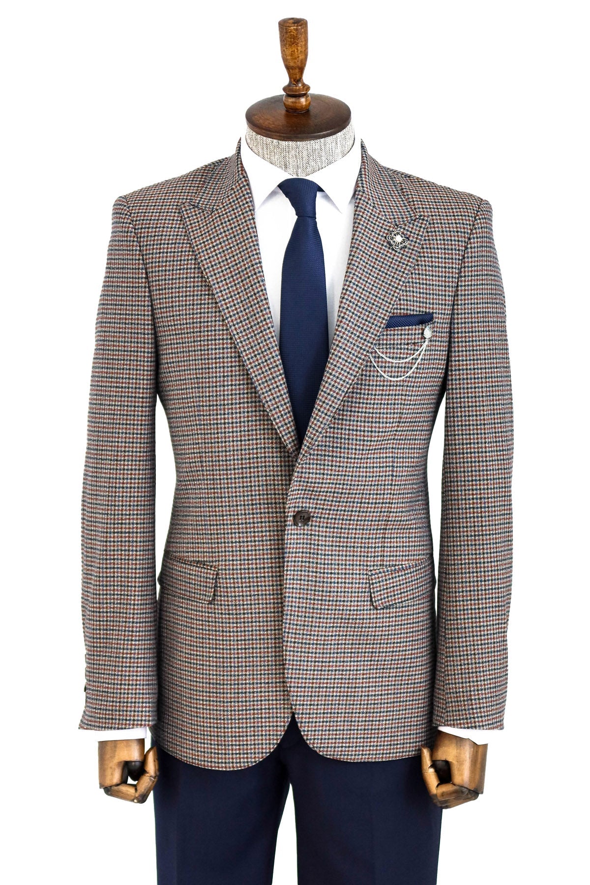 KOALA SYDNEY Gingham Slim Fit Brown Men Blazer -