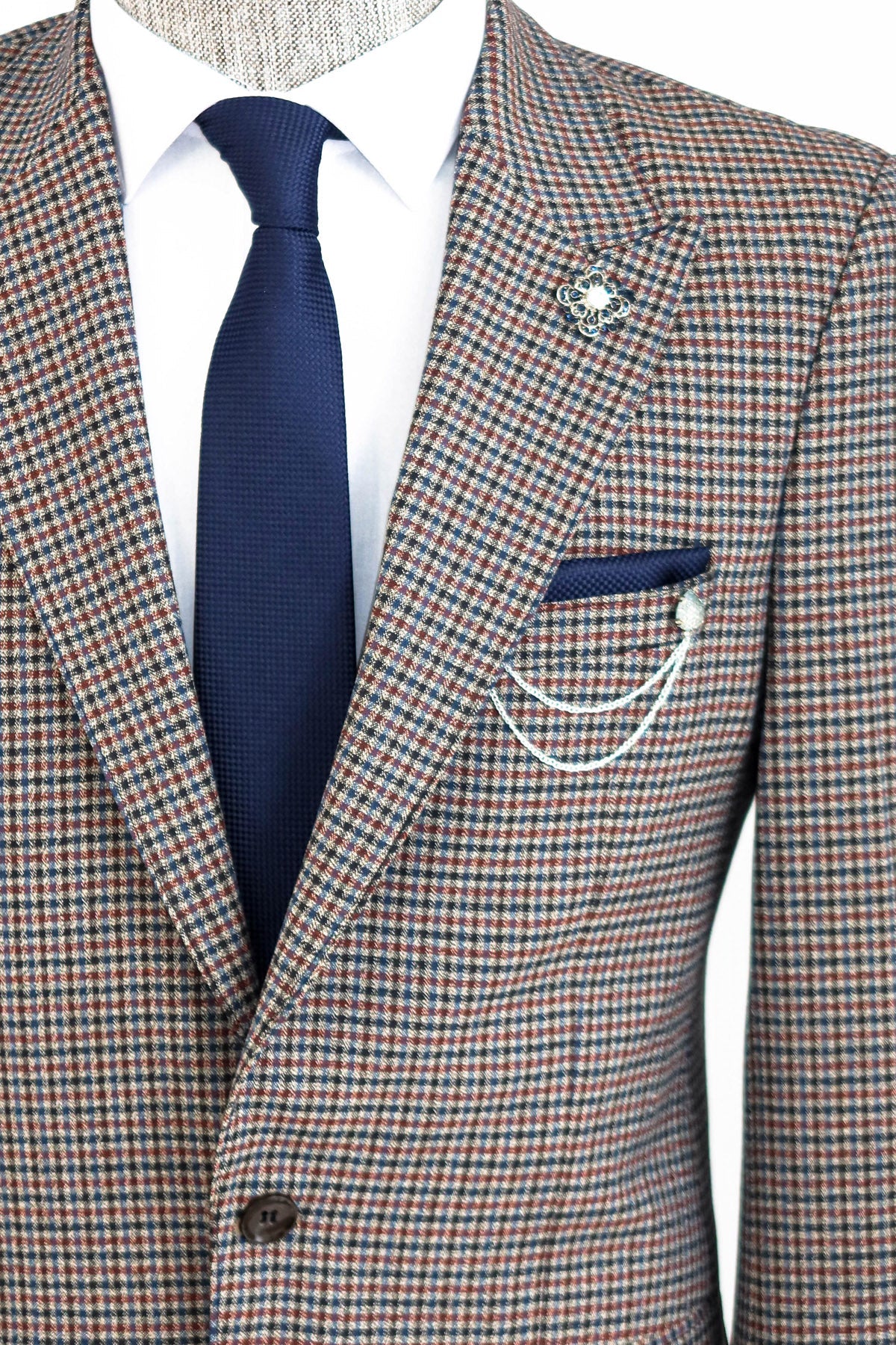 KOALA SYDNEY Gingham Slim Fit Brown Men Blazer -