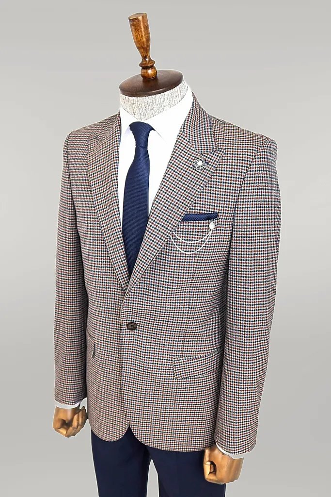 KOALA SYDNEY Gingham Slim Fit Brown Men Blazer -