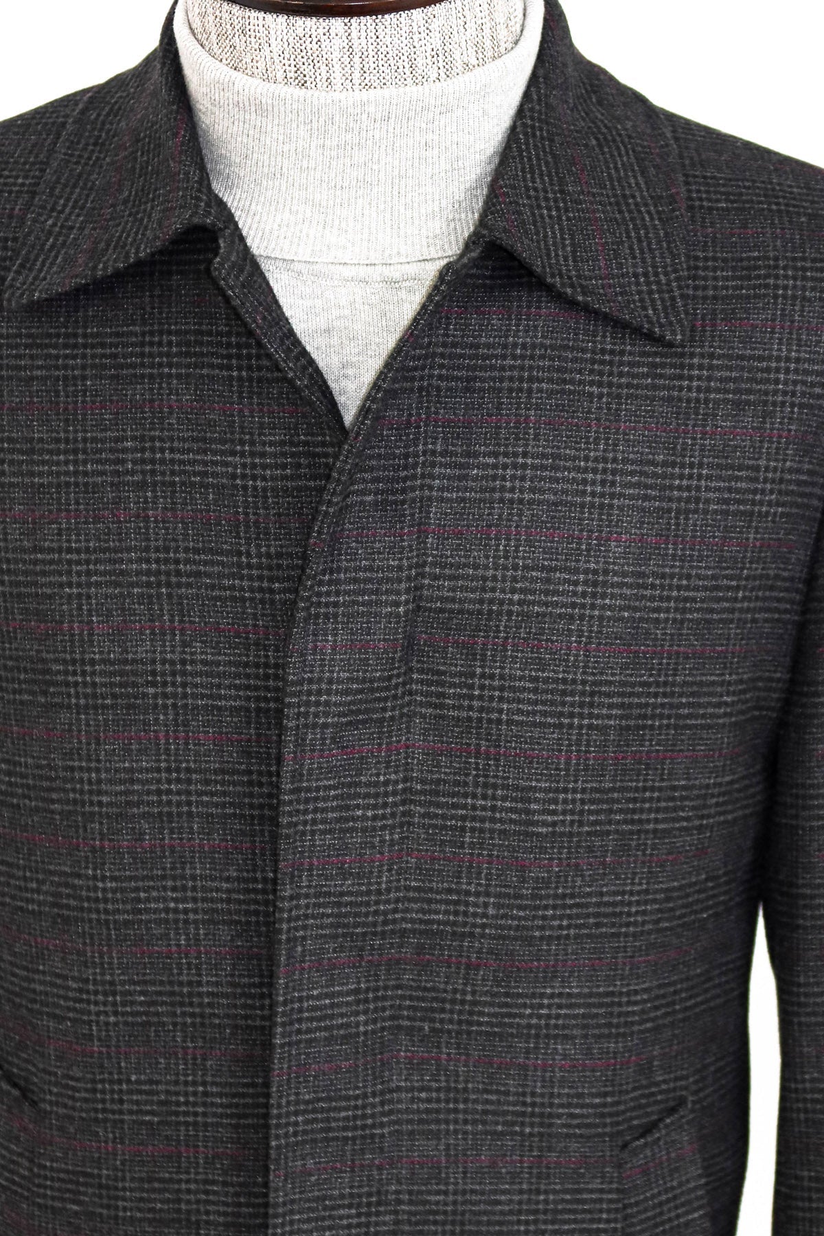 Black Hidden Button Peak Lapel Coat