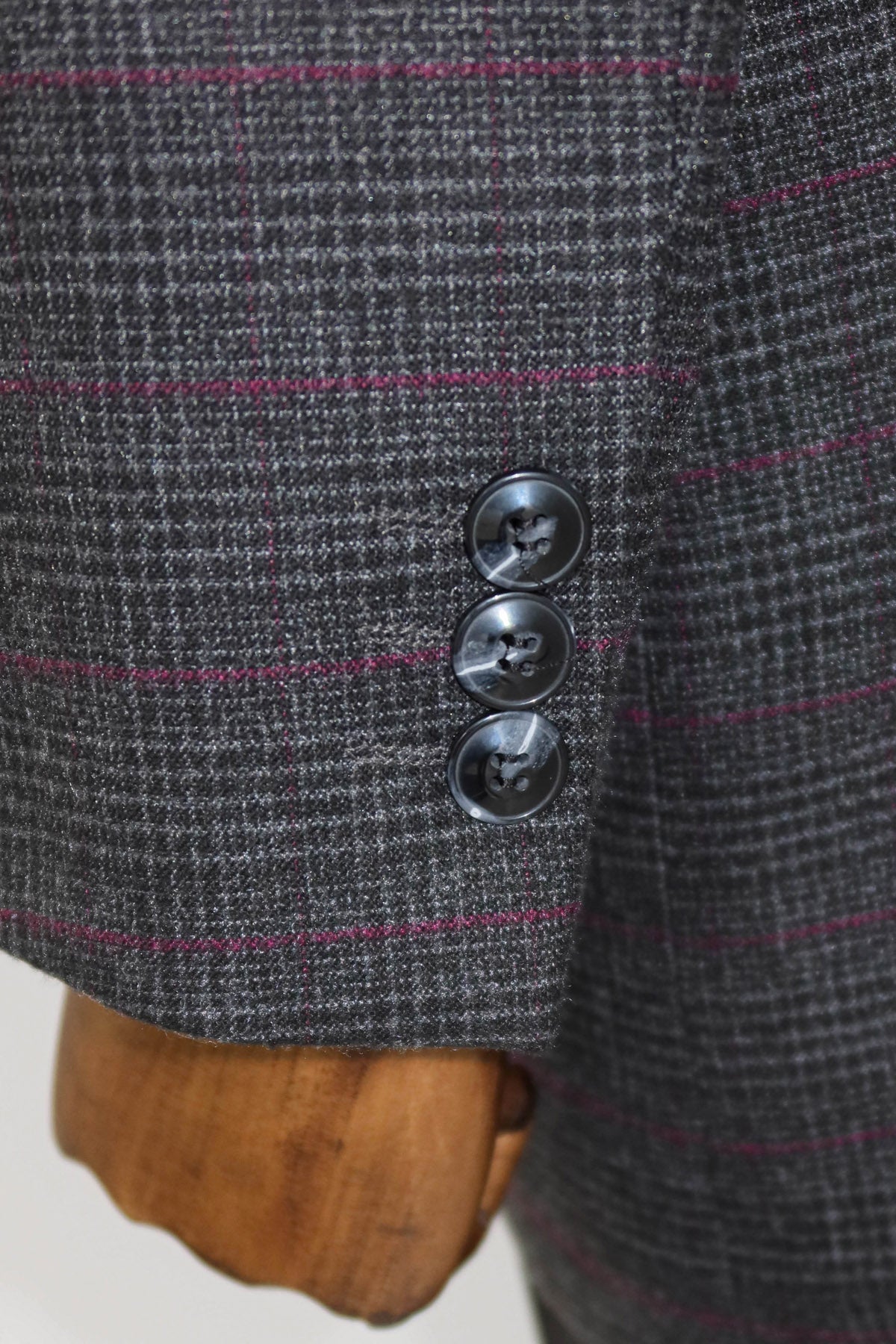 Black Hidden Button Peak Lapel Coat
