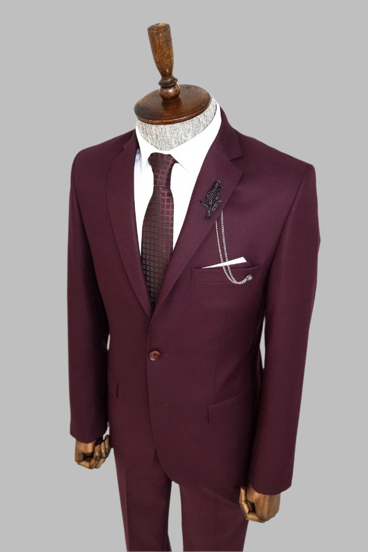 KOALA SYDNEY Two Buttons Two Piece Burgundy Men Suit -