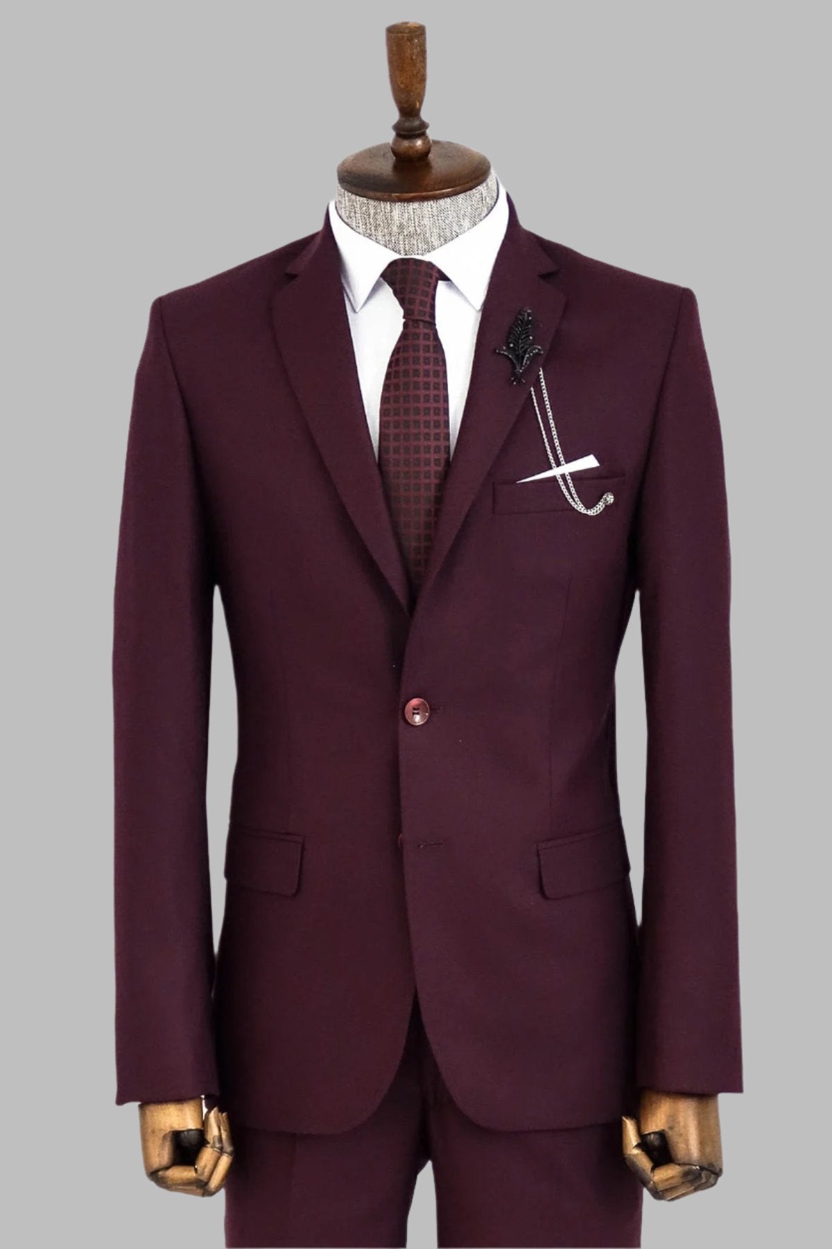KOALA SYDNEY Two Buttons Two Piece Burgundy Men Suit -