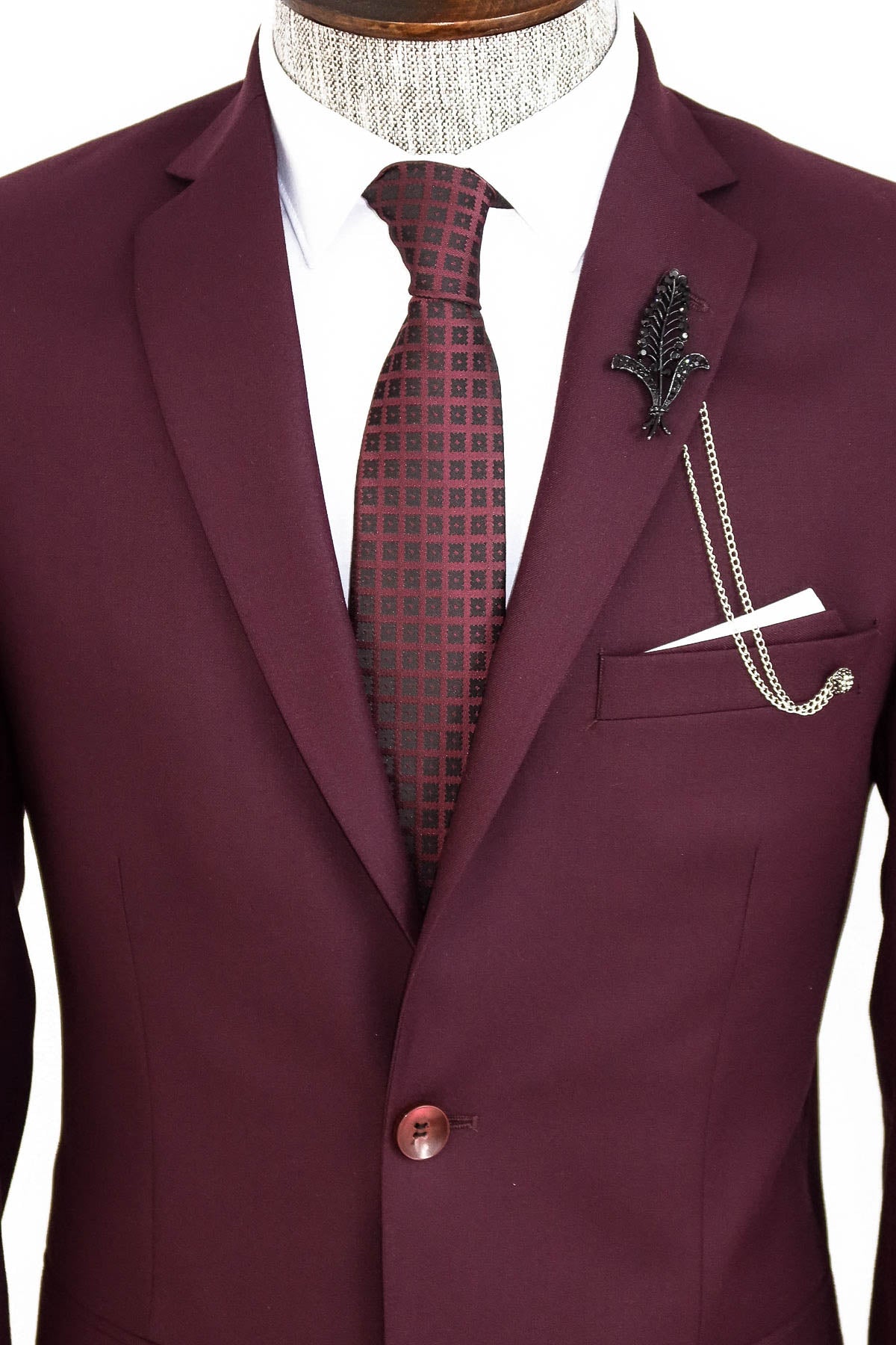 KOALA SYDNEY Two Buttons Two Piece Burgundy Men Suit -