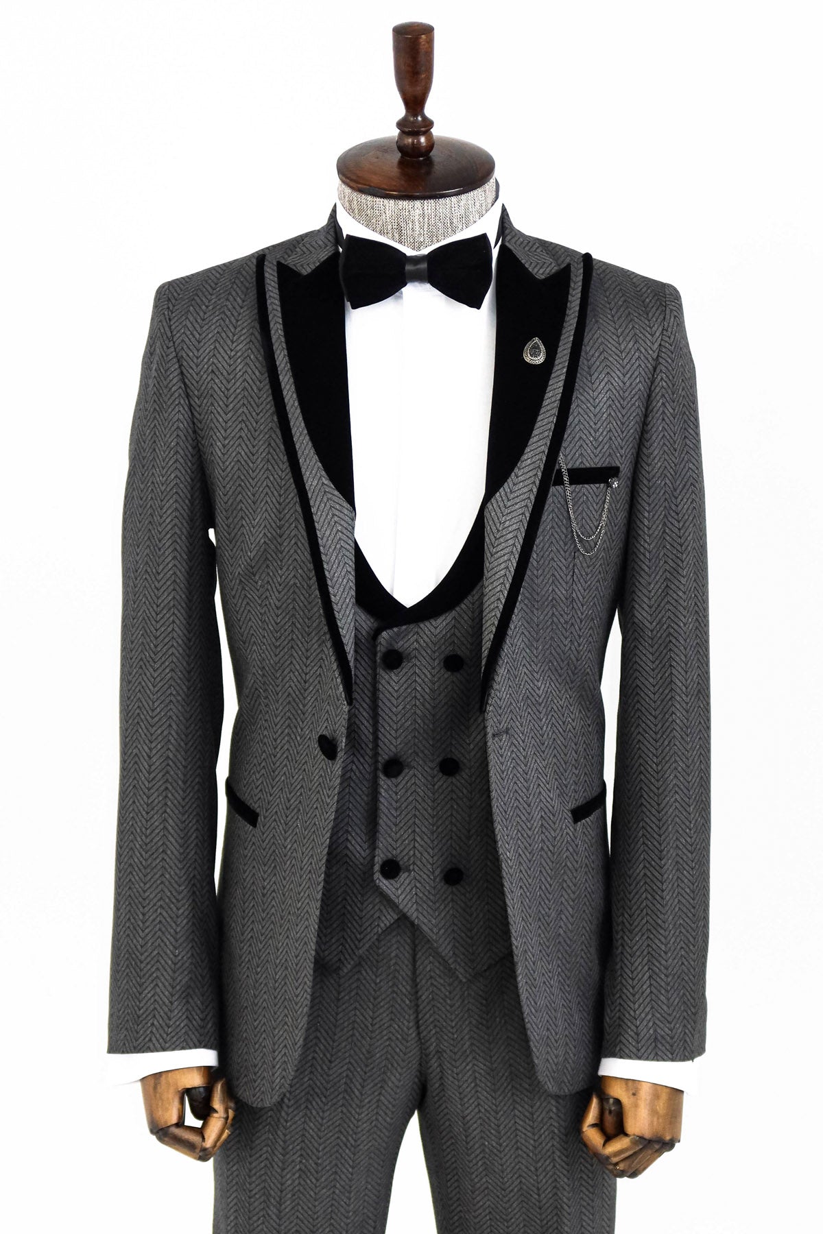 KOALA SYDNEY Patterned Velvet Lapel Smoked Men Tuxedo