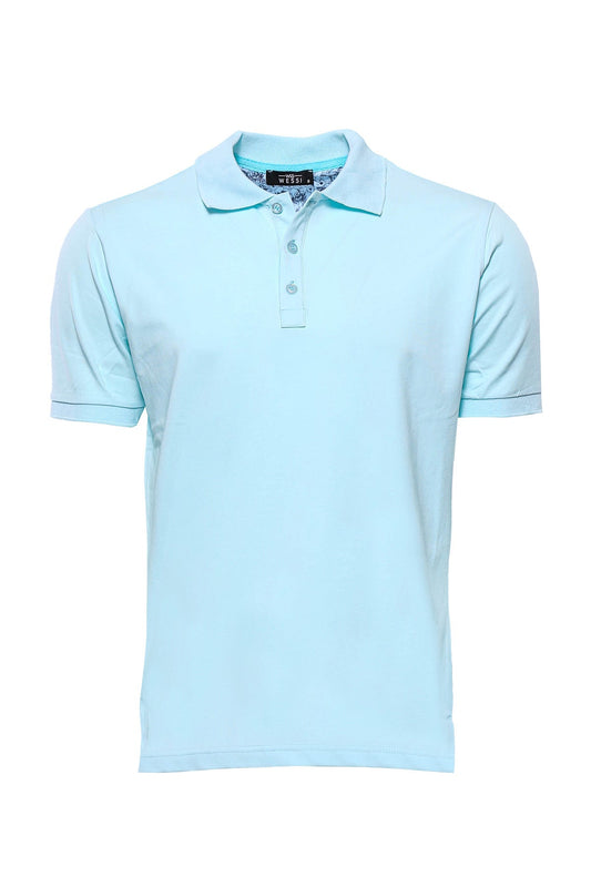 Sky Blue Polo Collar T-shirt