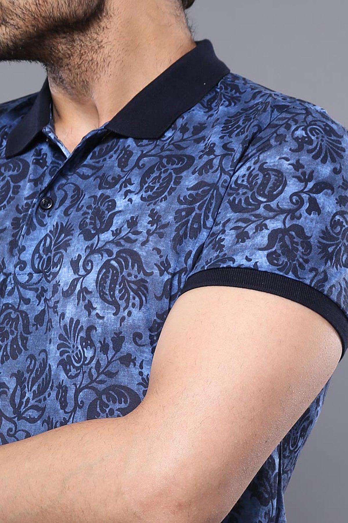 Patterned Blue Polo T-Shirt