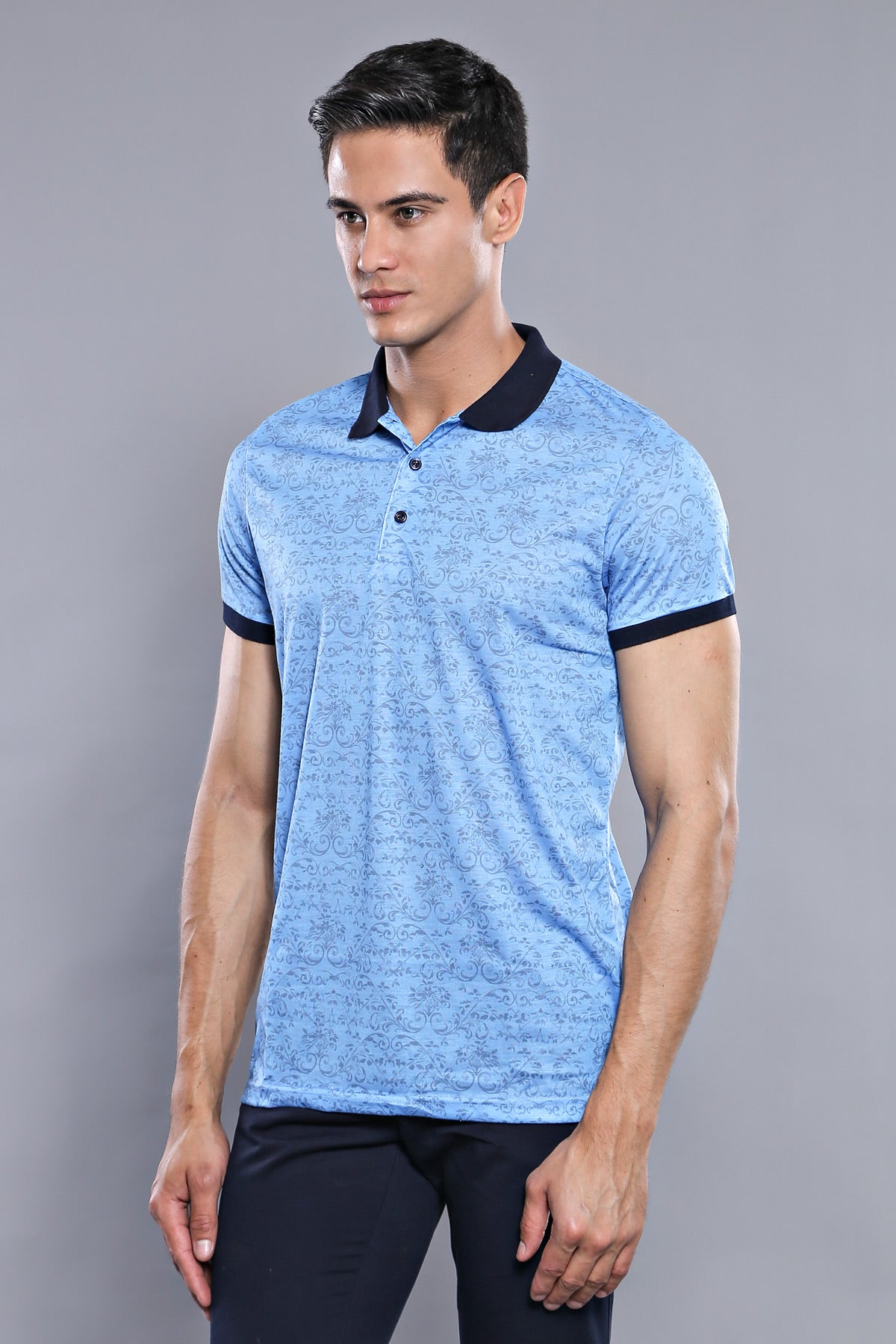 Turquoise Floral Patterned T-Shirt