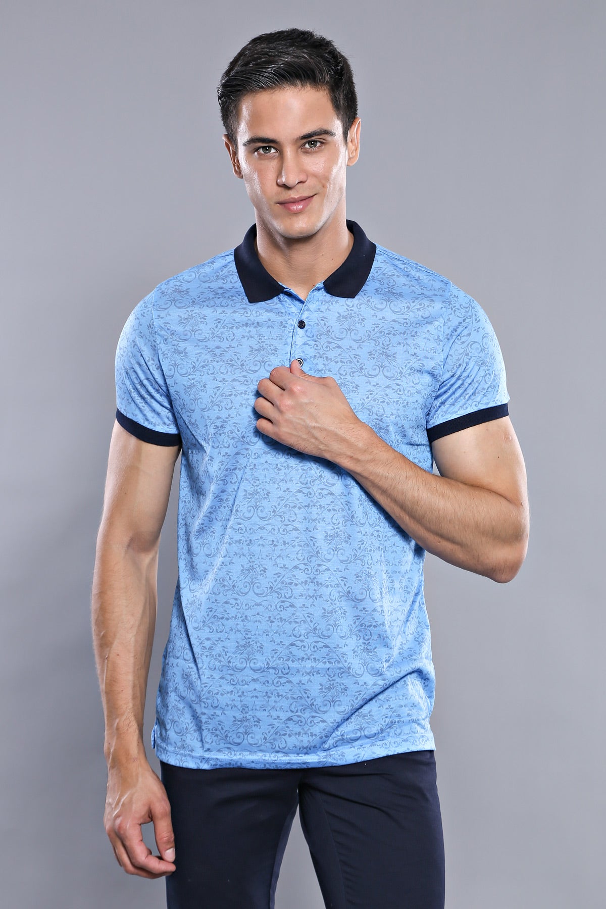 Turquoise Floral Patterned T-Shirt