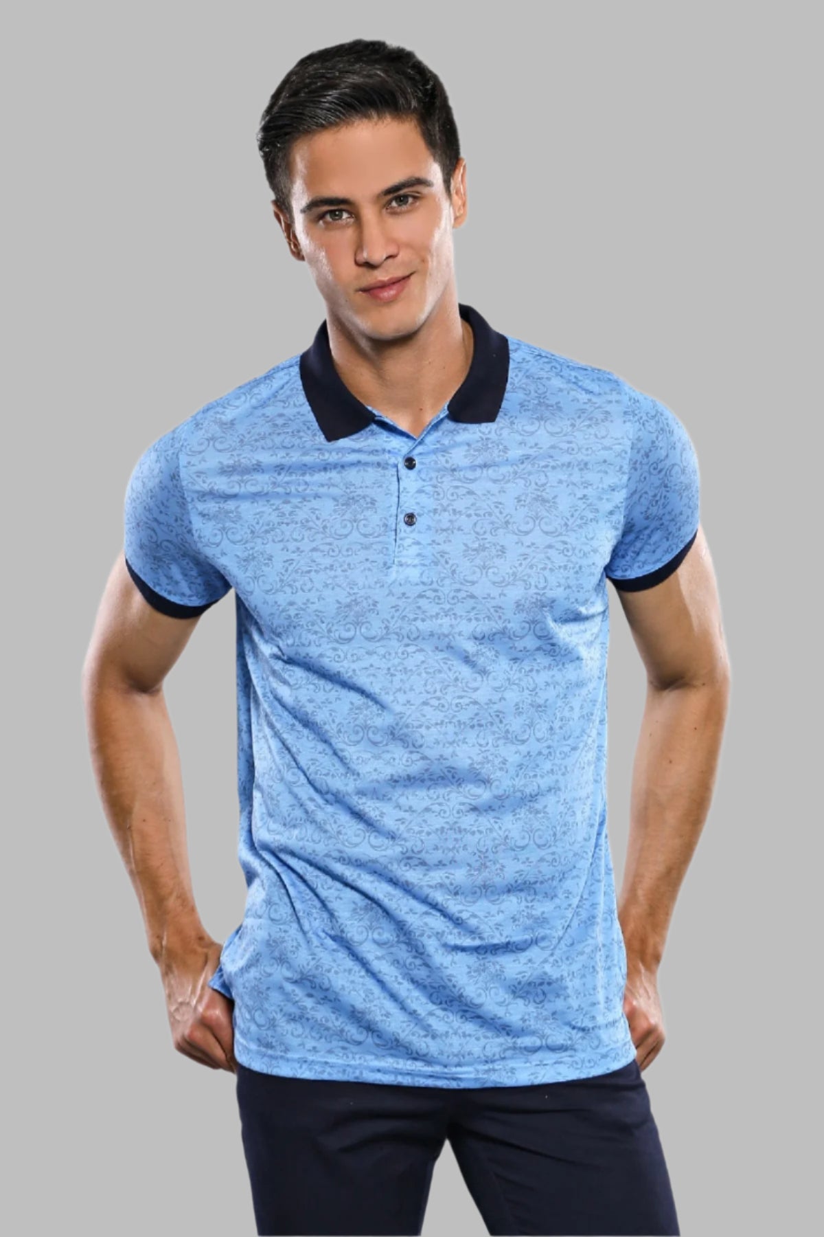 Turquoise Floral Patterned T-Shirt