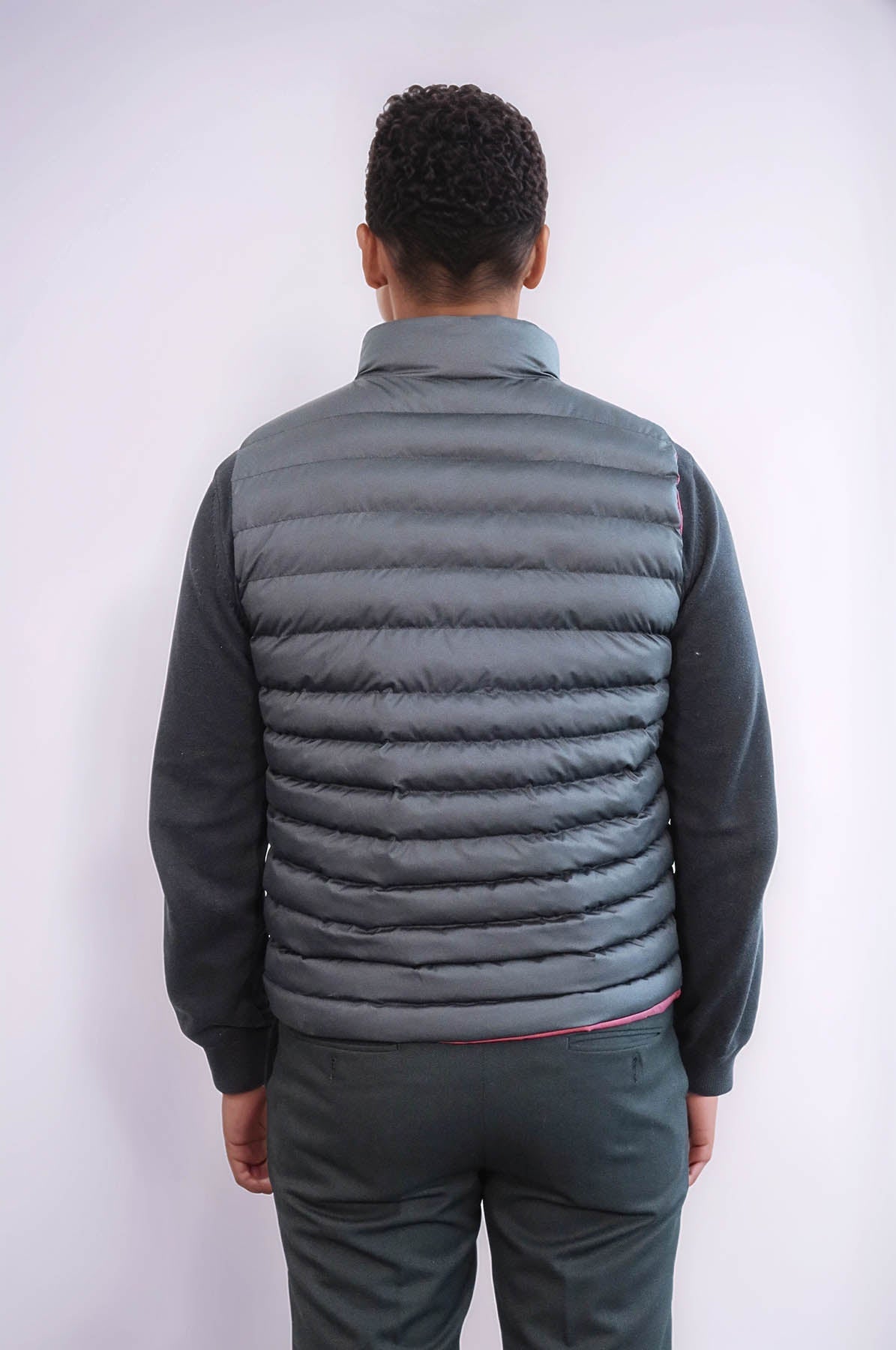 Reversible Quilted Standing Collar Black Men Down Vest - Wessi