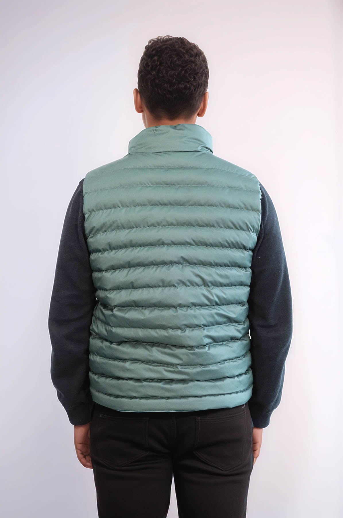 Reversible Puffer Oil Green Men Down Vest - Wessi