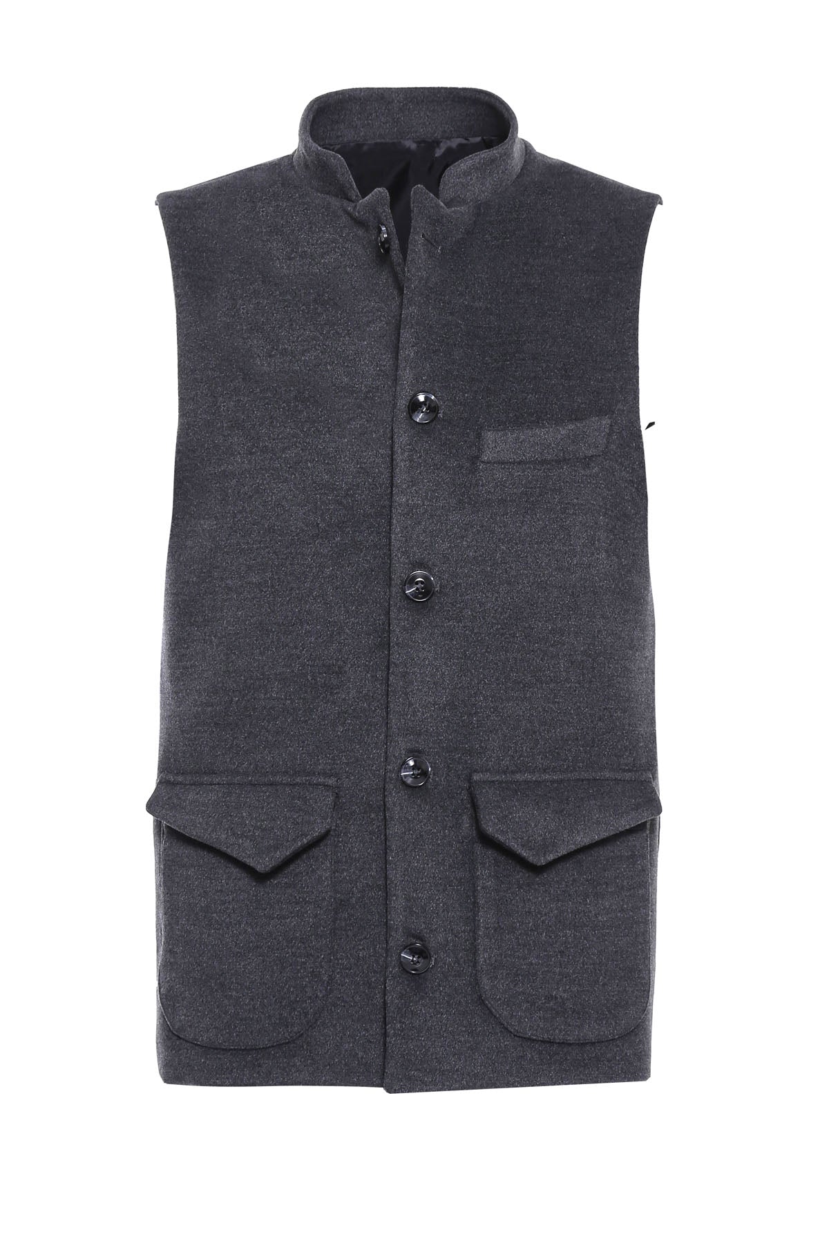 Dark Grey Mandarin Collar Vest