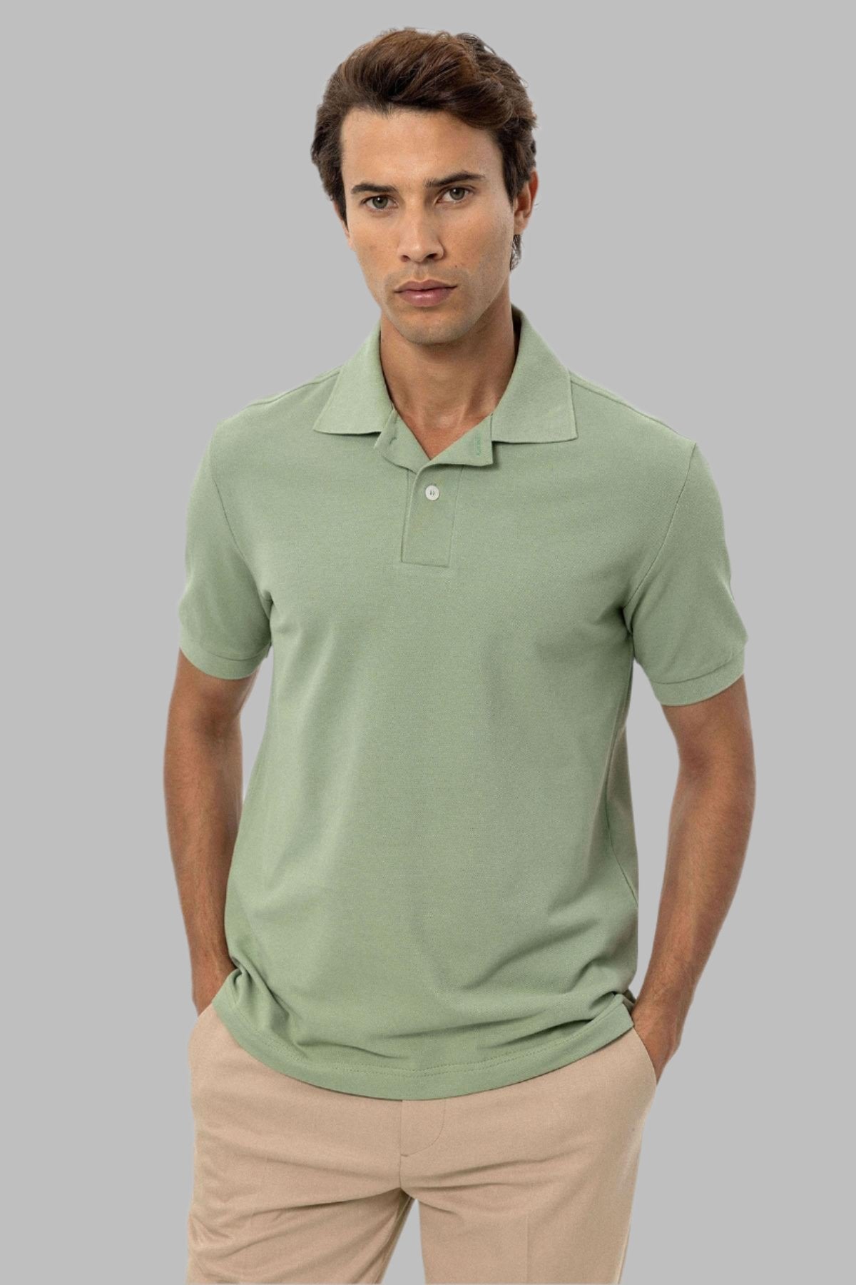 KOALA SYDNEY Men's Light Khaki Polo Neck T-Shirt
