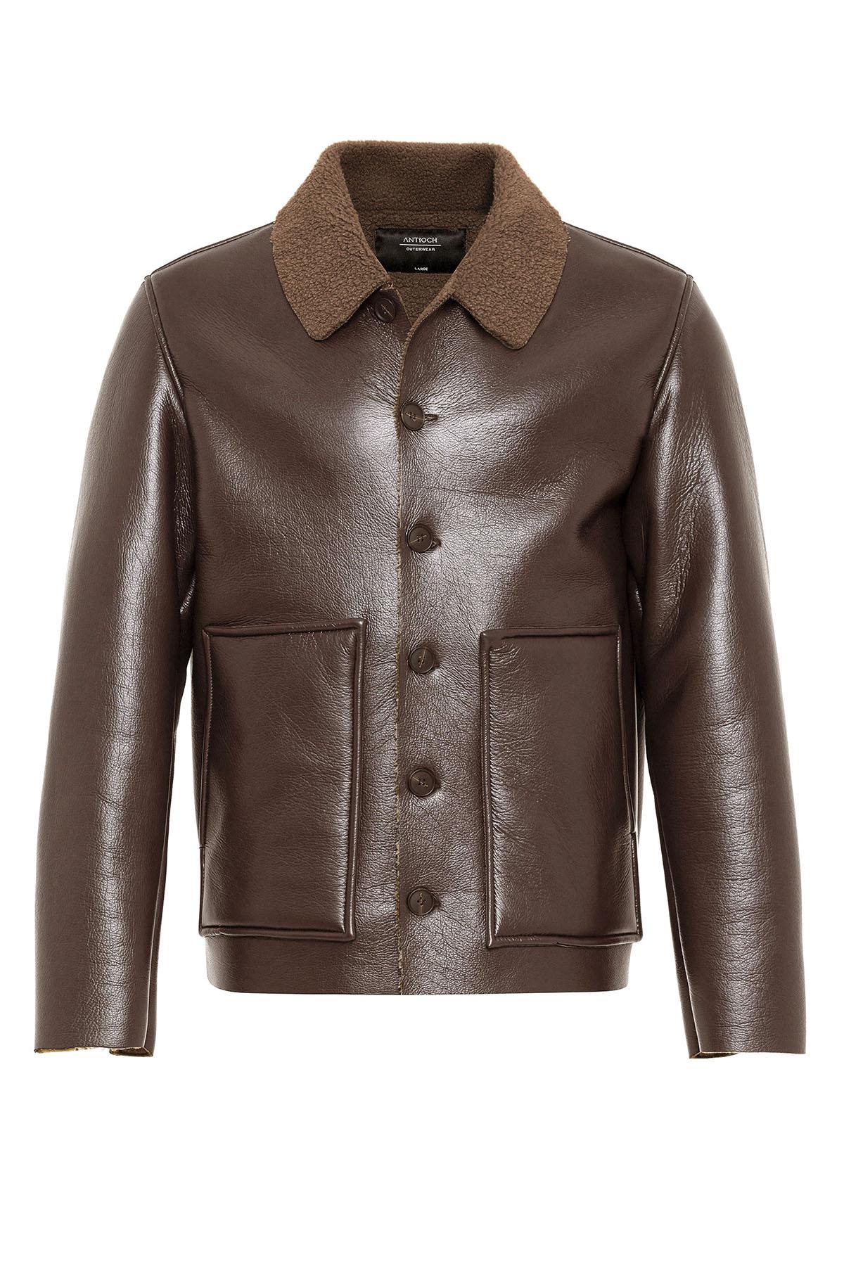 Light Brown Lined Faux Leather Men's Jacket