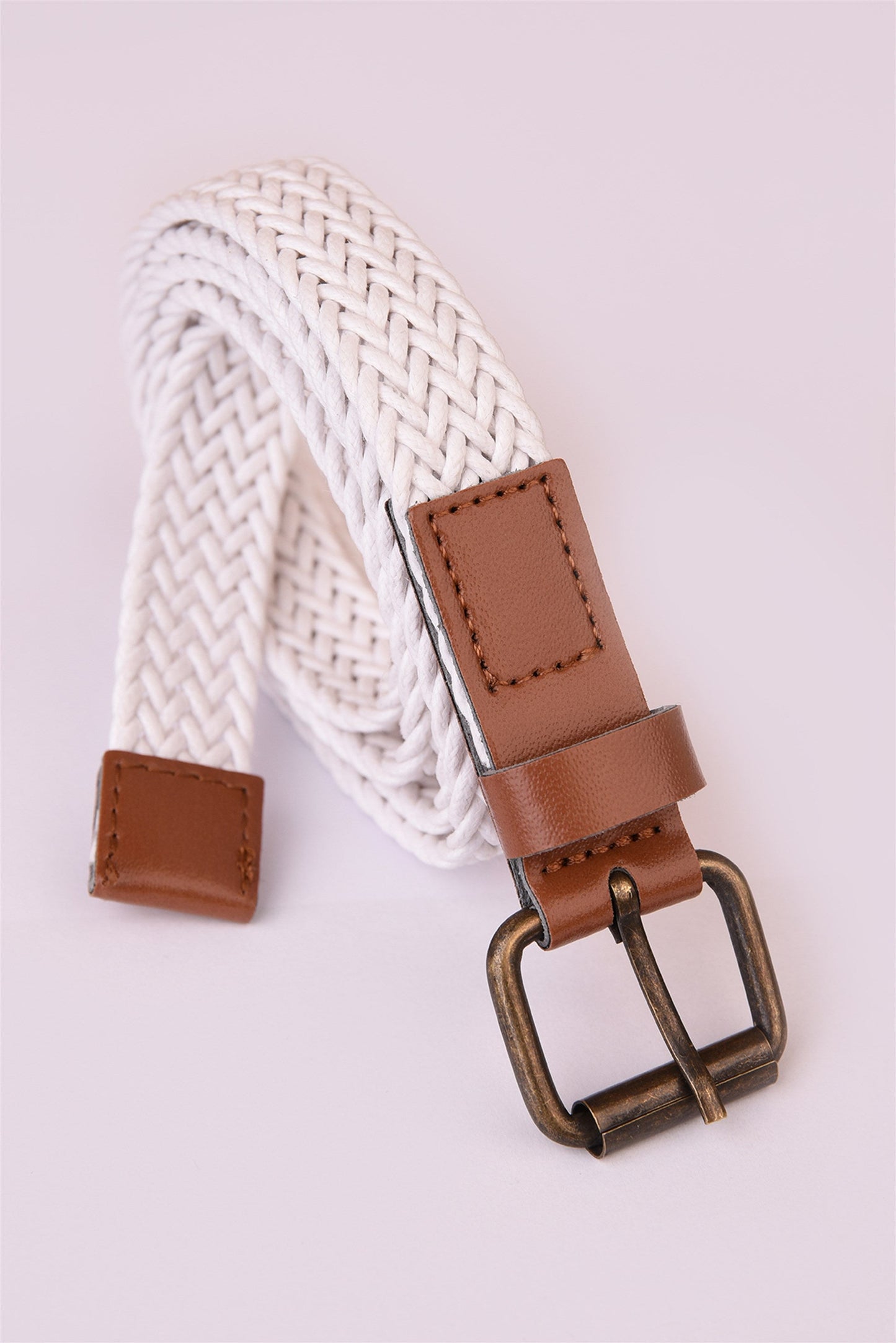 White Fine Knit Men's Belt