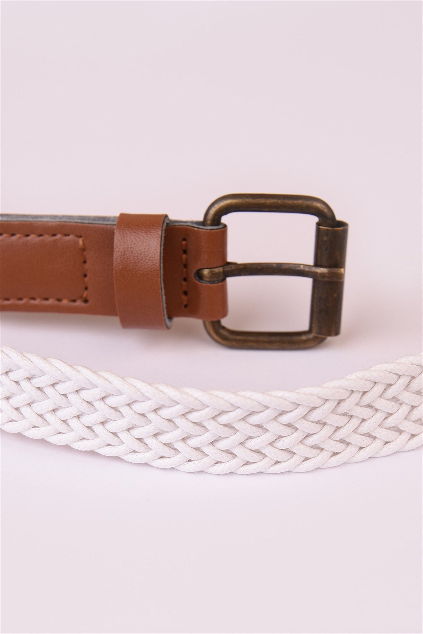 White Fine Knit Men's Belt