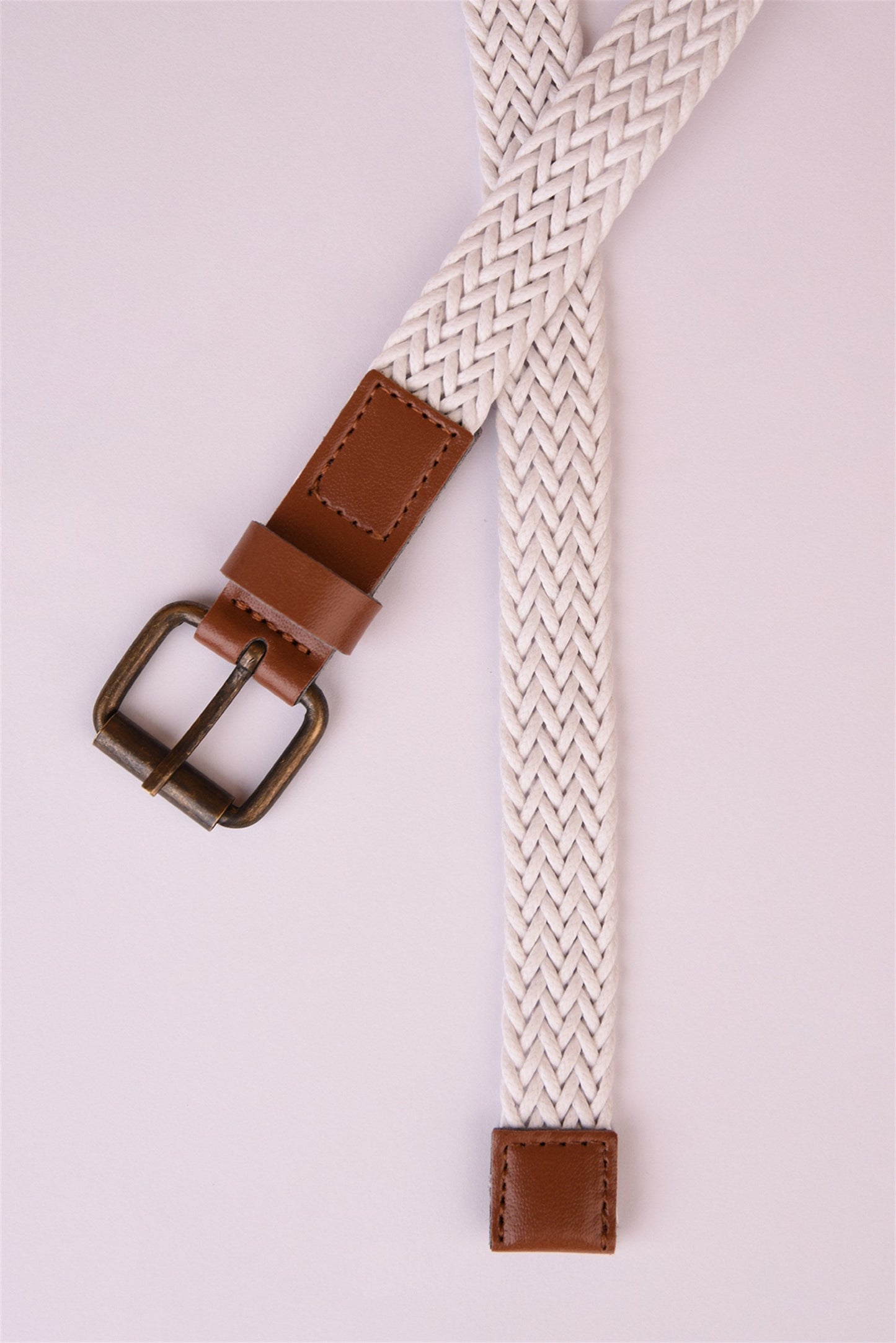 White Fine Knit Men's Belt