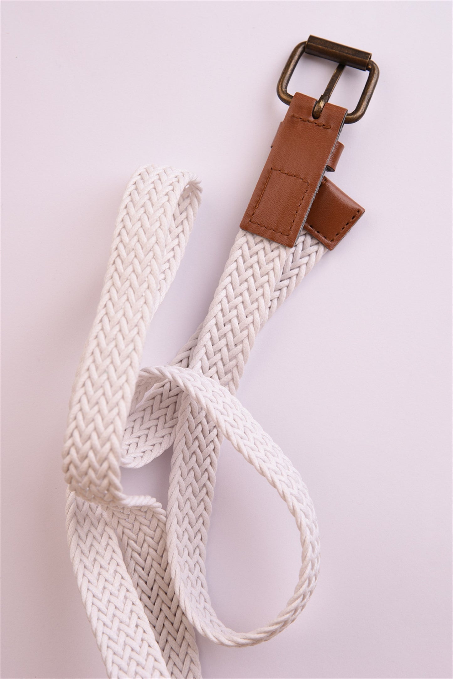 White Fine Knit Men's Belt