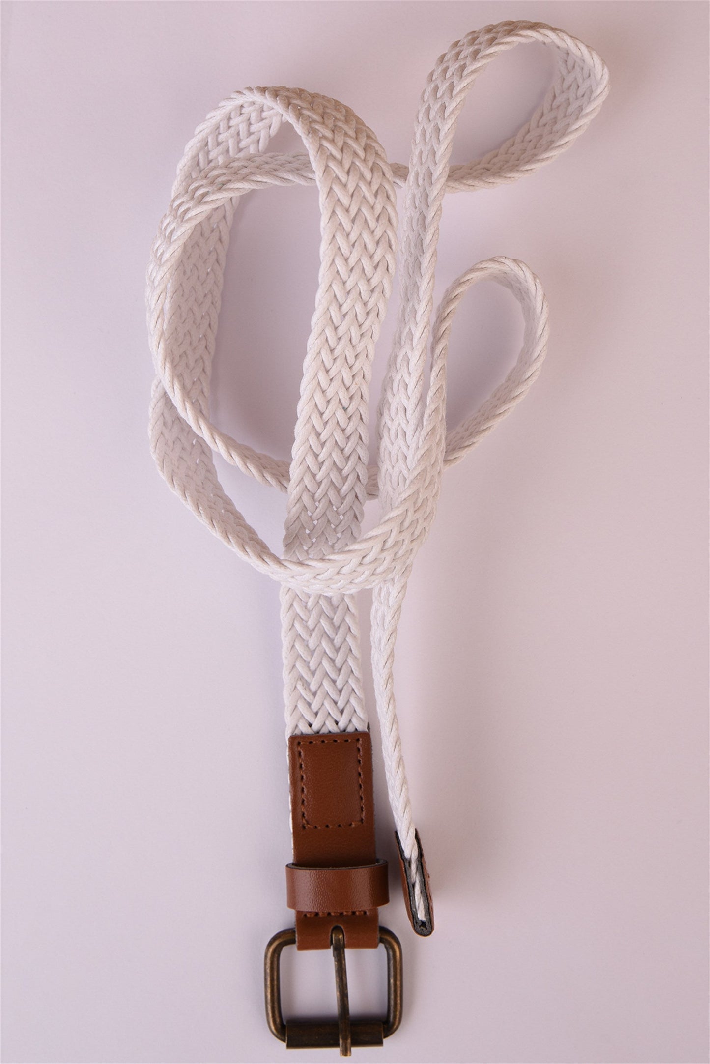 White Fine Knit Men's Belt