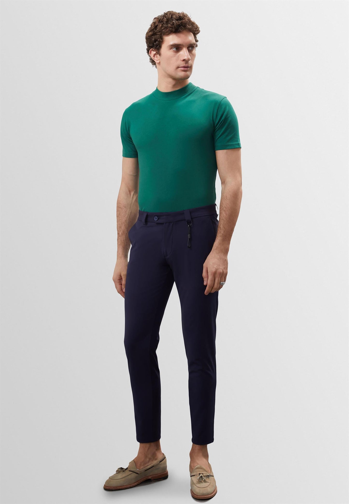 KOALA SYDNEY Men's Navy Blue Accessory Detail Slim Fit Trousers