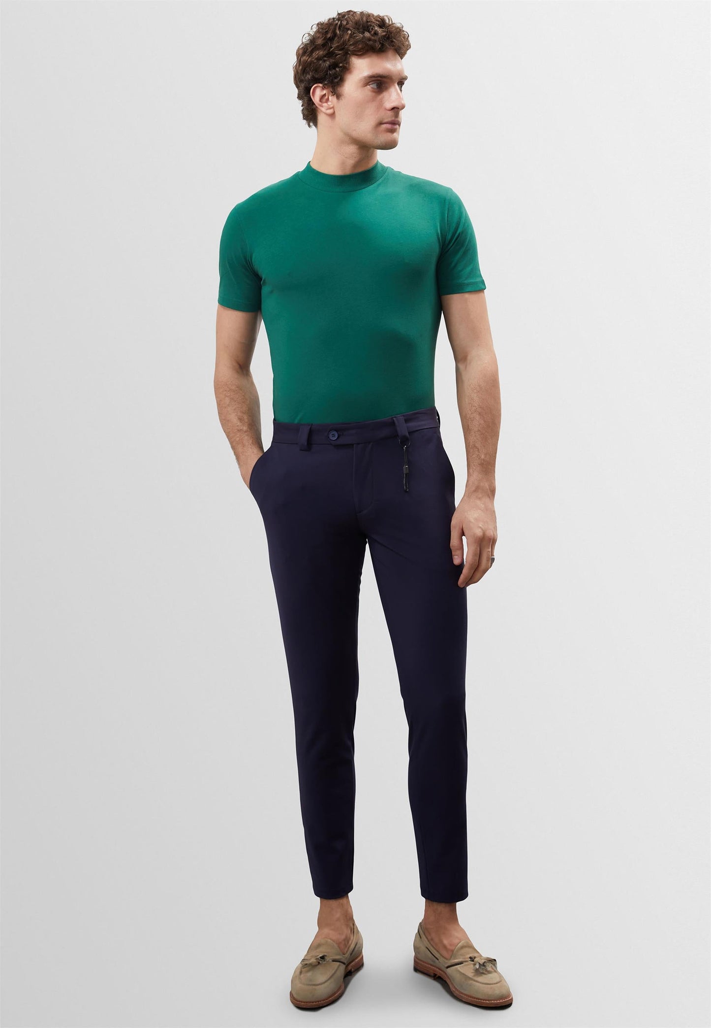 KOALA SYDNEY Men's Navy Blue Accessory Detail Slim Fit Trousers