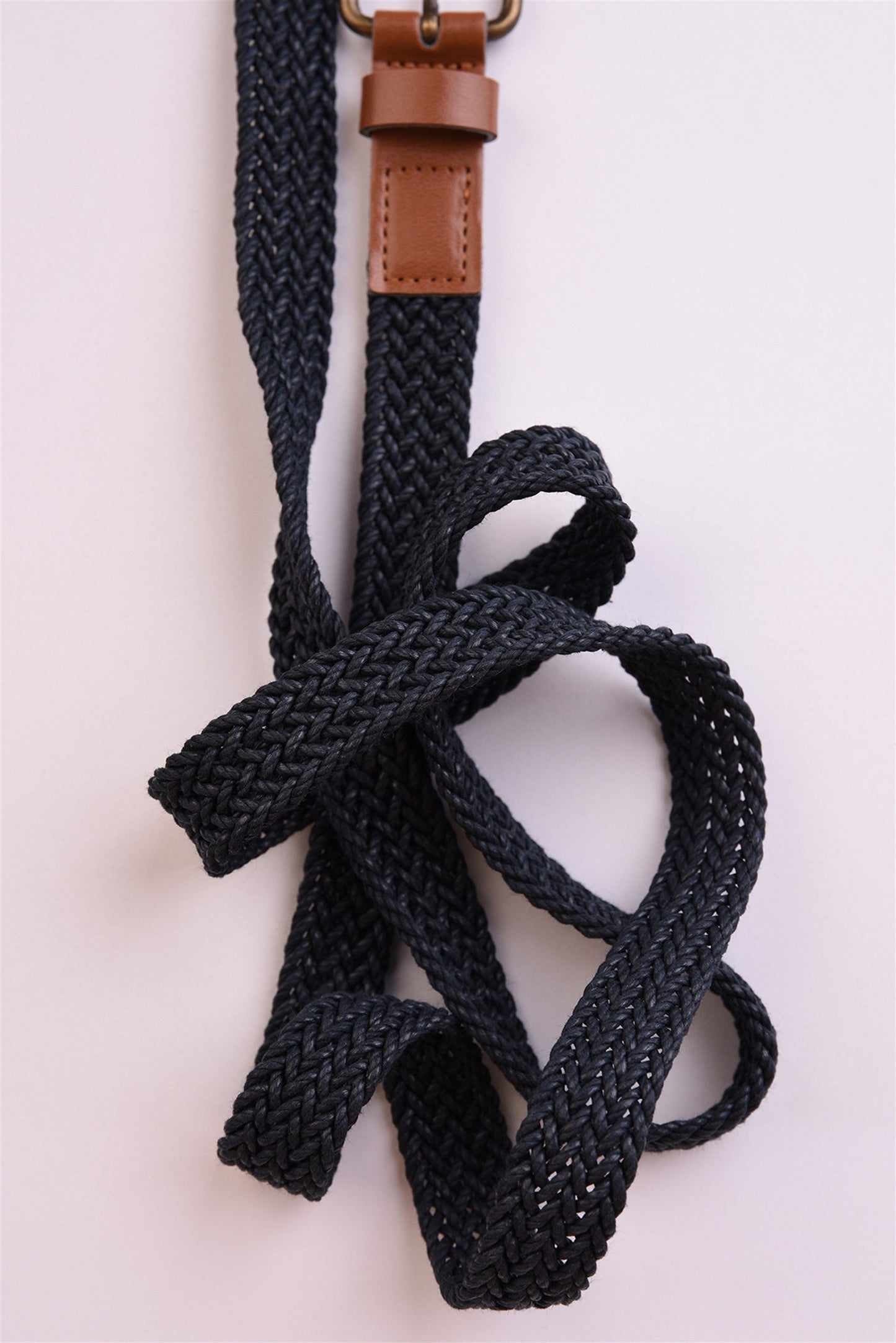 Men's Navy Blue Thin Knitted Belt