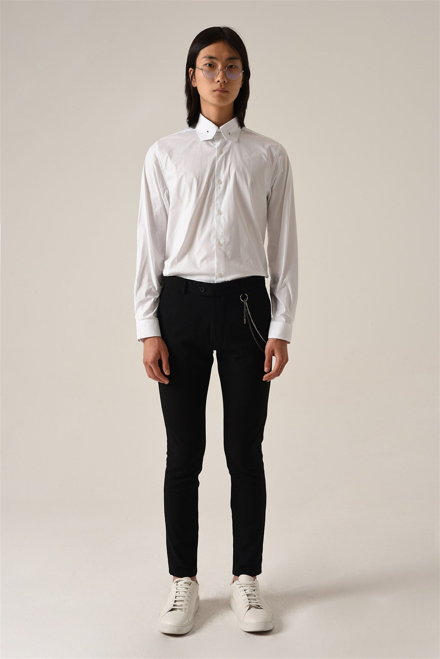 KOALA SYDNEY Men's Black Accessory Detail Slim Fit Trousers
