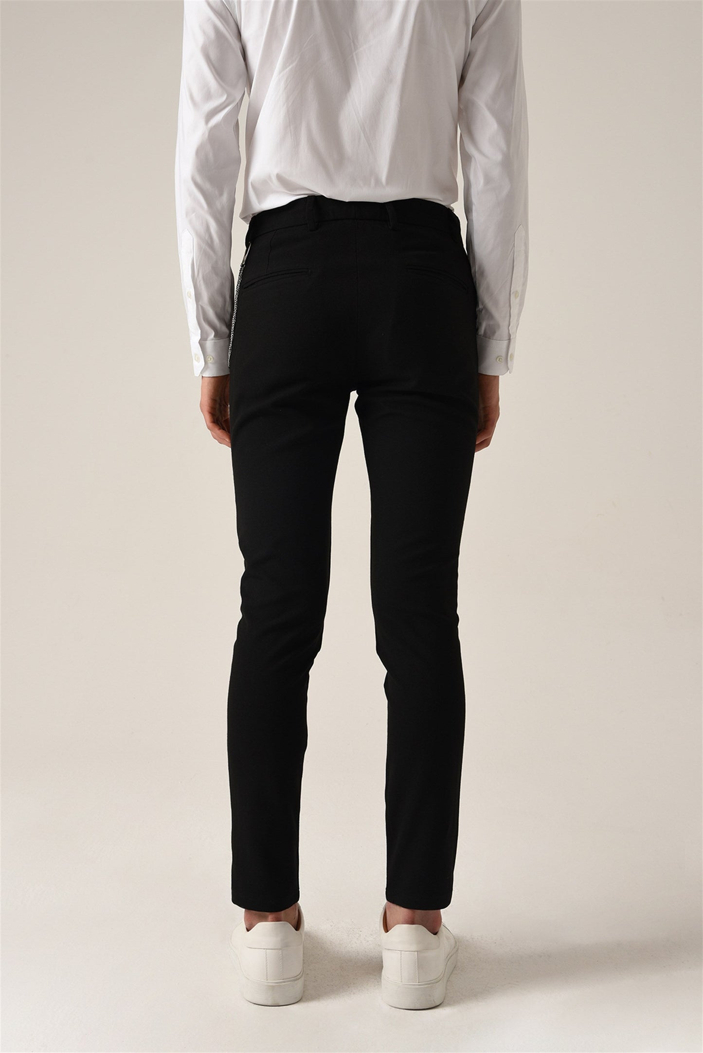 KOALA SYDNEY Men's Black Accessory Detail Slim Fit Trousers