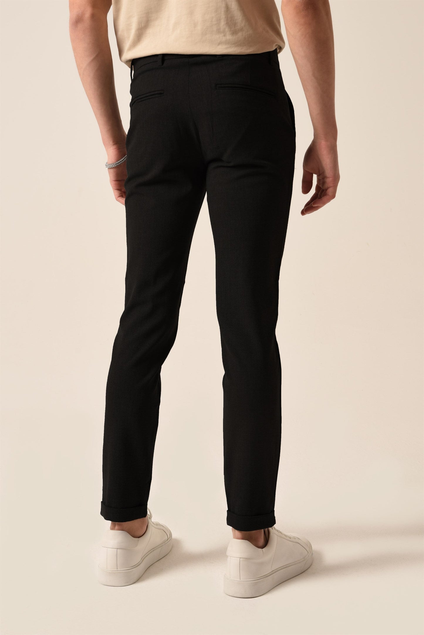 Men's Black Slim Fit Accessory Trousers
