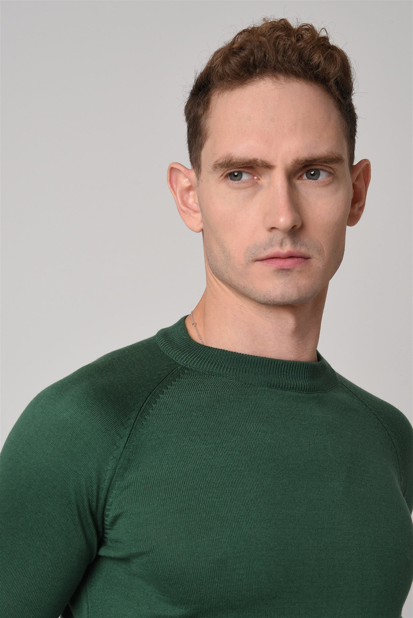 KOALA SYDNEY Men's Green Crew Neck Slim Fit Knitwear Sweater