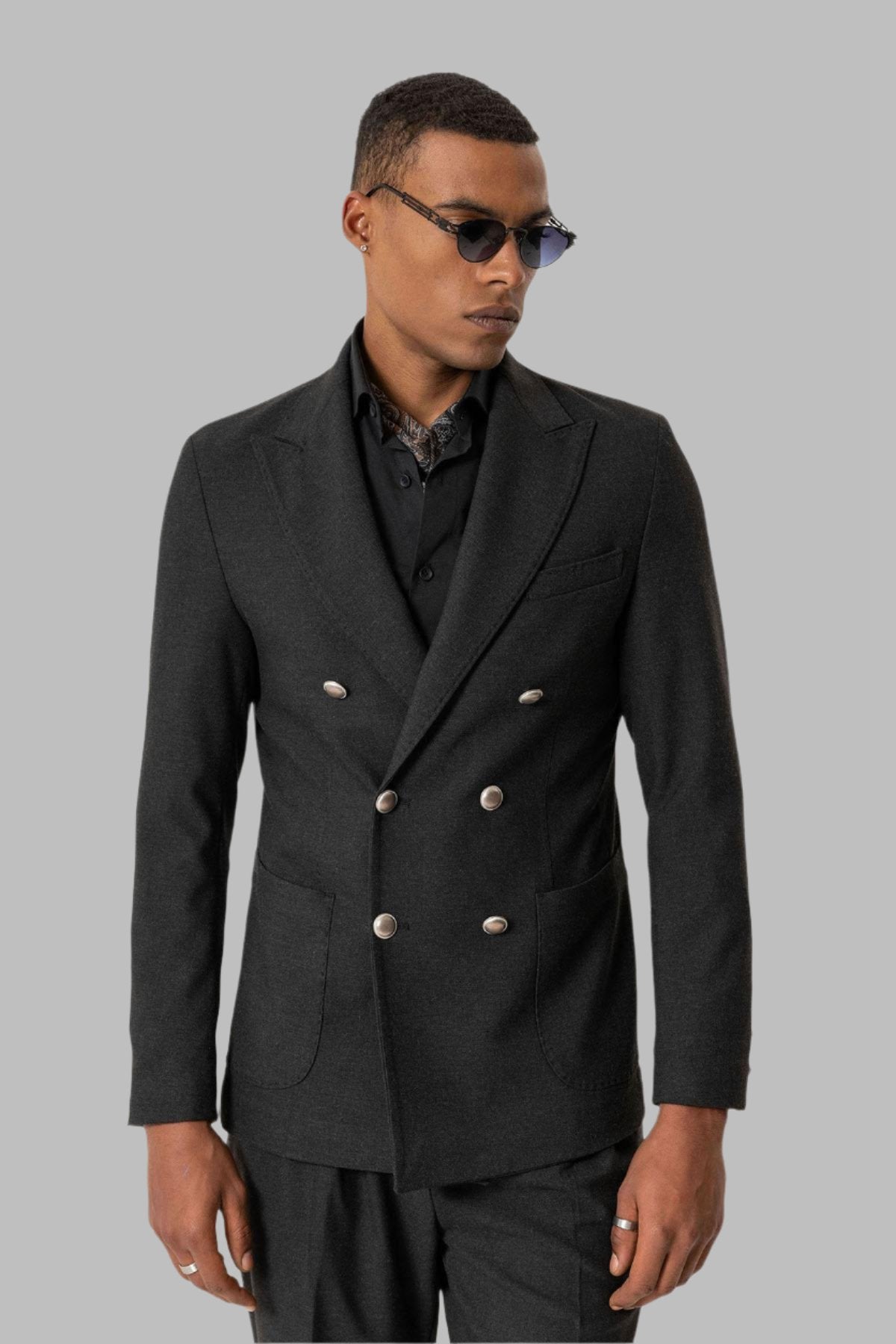 KOALA SYDNEY Anthracite Unlined Double-Breasted Men's Blazer Jacket