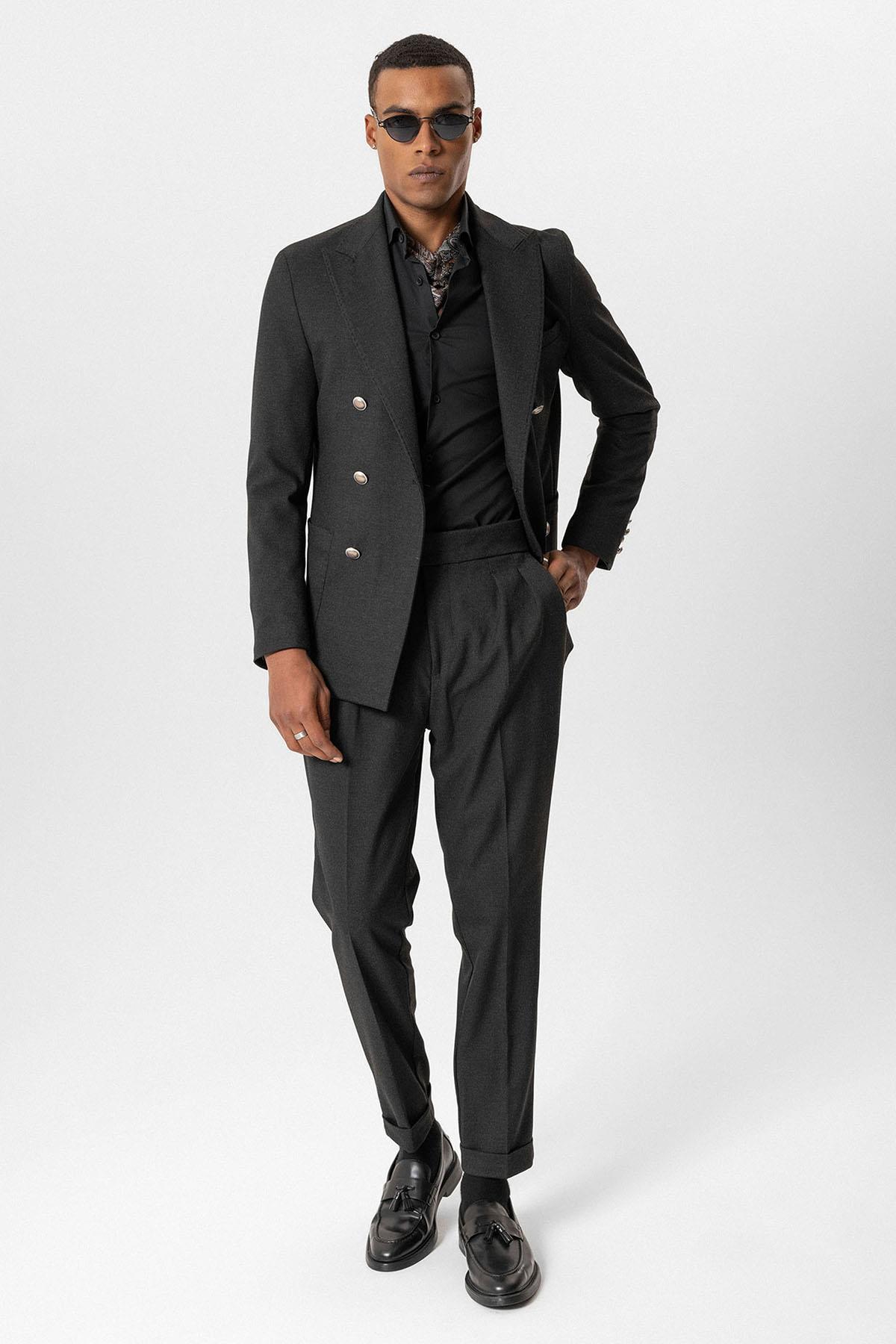 KOALA SYDNEY Anthracite Unlined Double-Breasted Men's Blazer Jacket