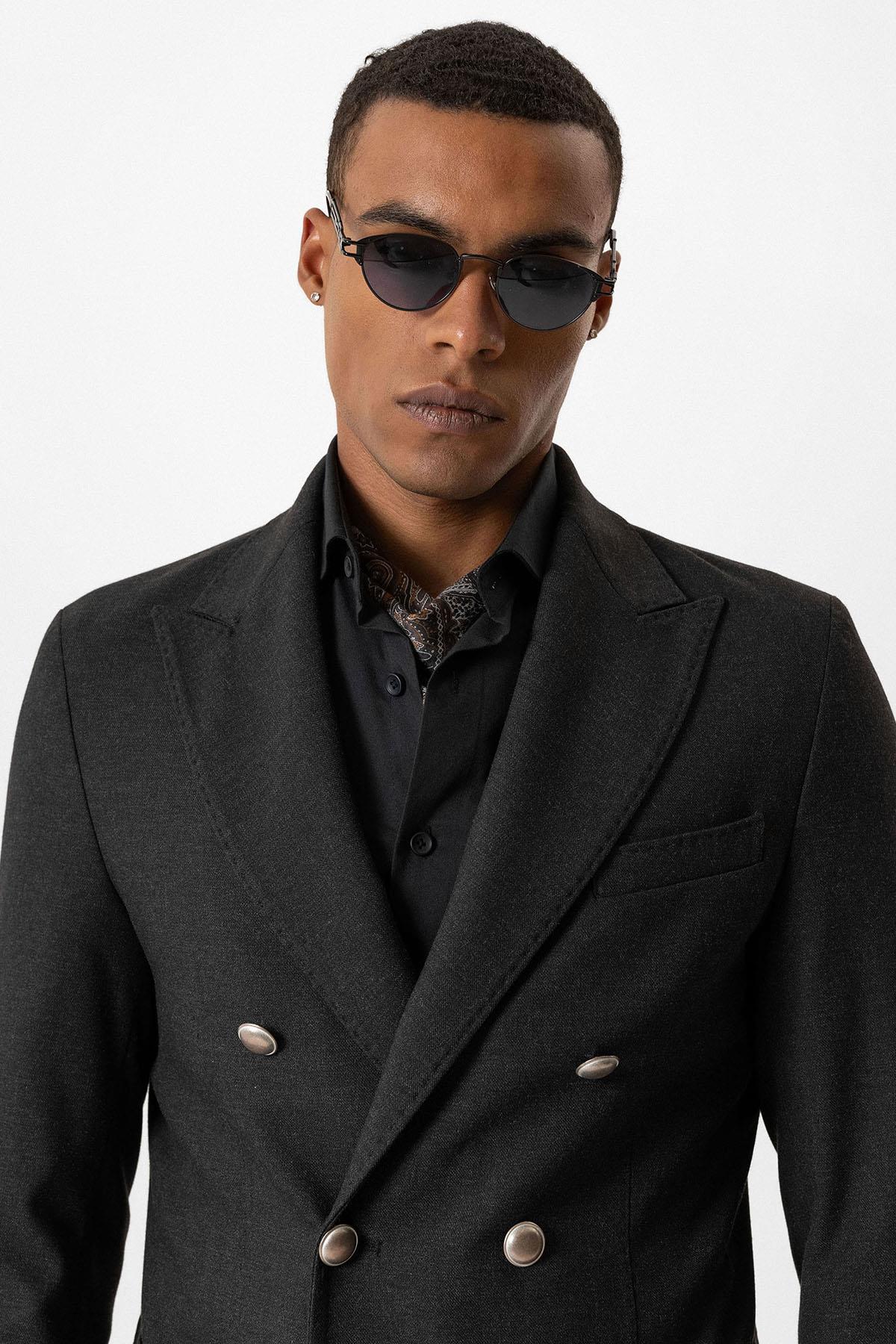 KOALA SYDNEY Anthracite Unlined Double-Breasted Men's Blazer Jackets